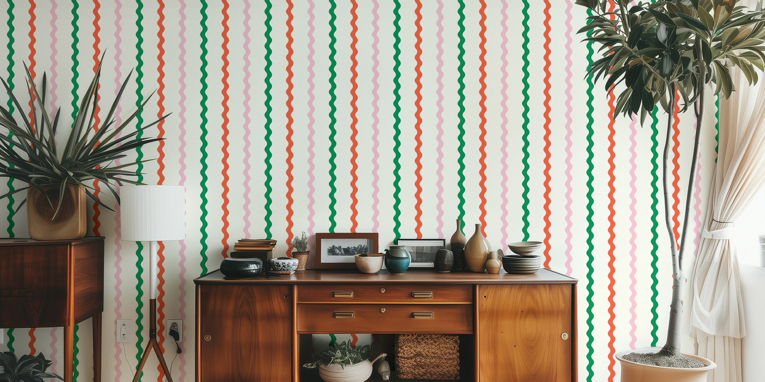 Colorful Wiggly Stripes ταπετσαρία σε ένα δωμάτιο