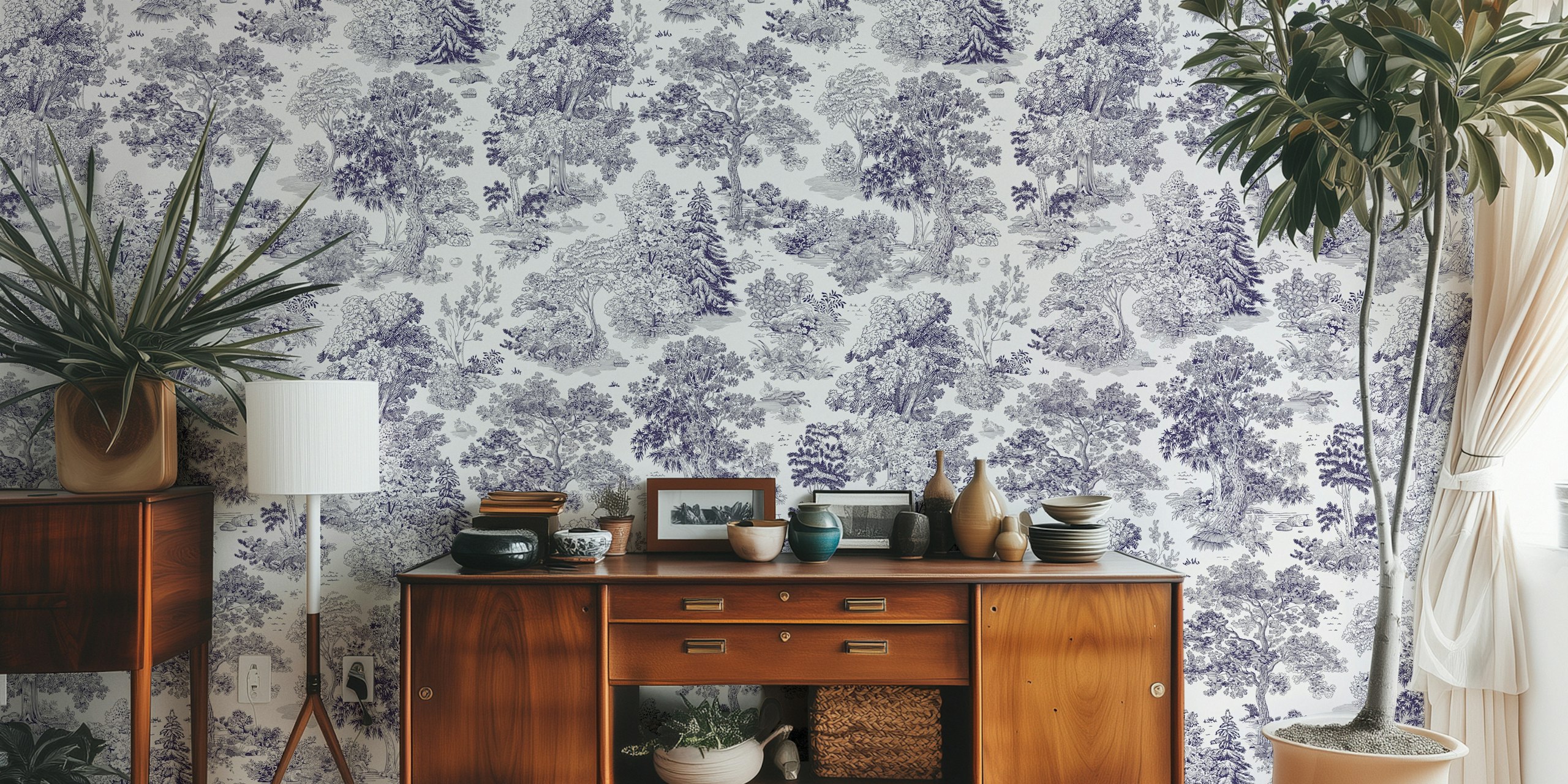 Periwinkle Forest Dream wallpaper in a room
