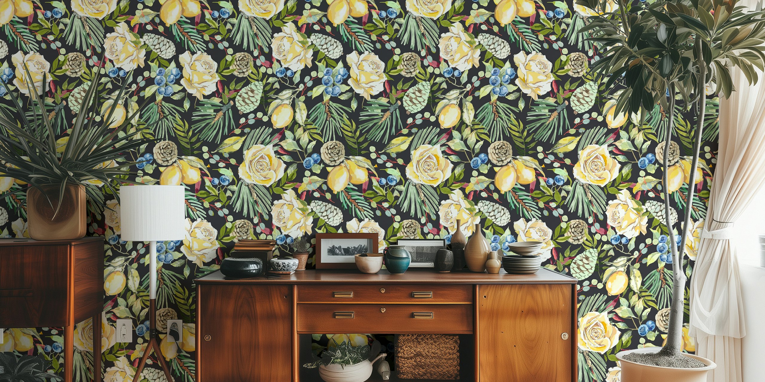 Rustic Floral Symphony wallpaper pattern