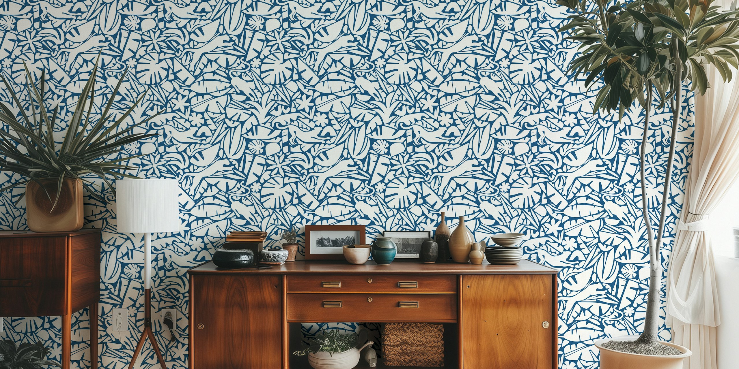 Joyful Jungle behangontwerp in een kamer