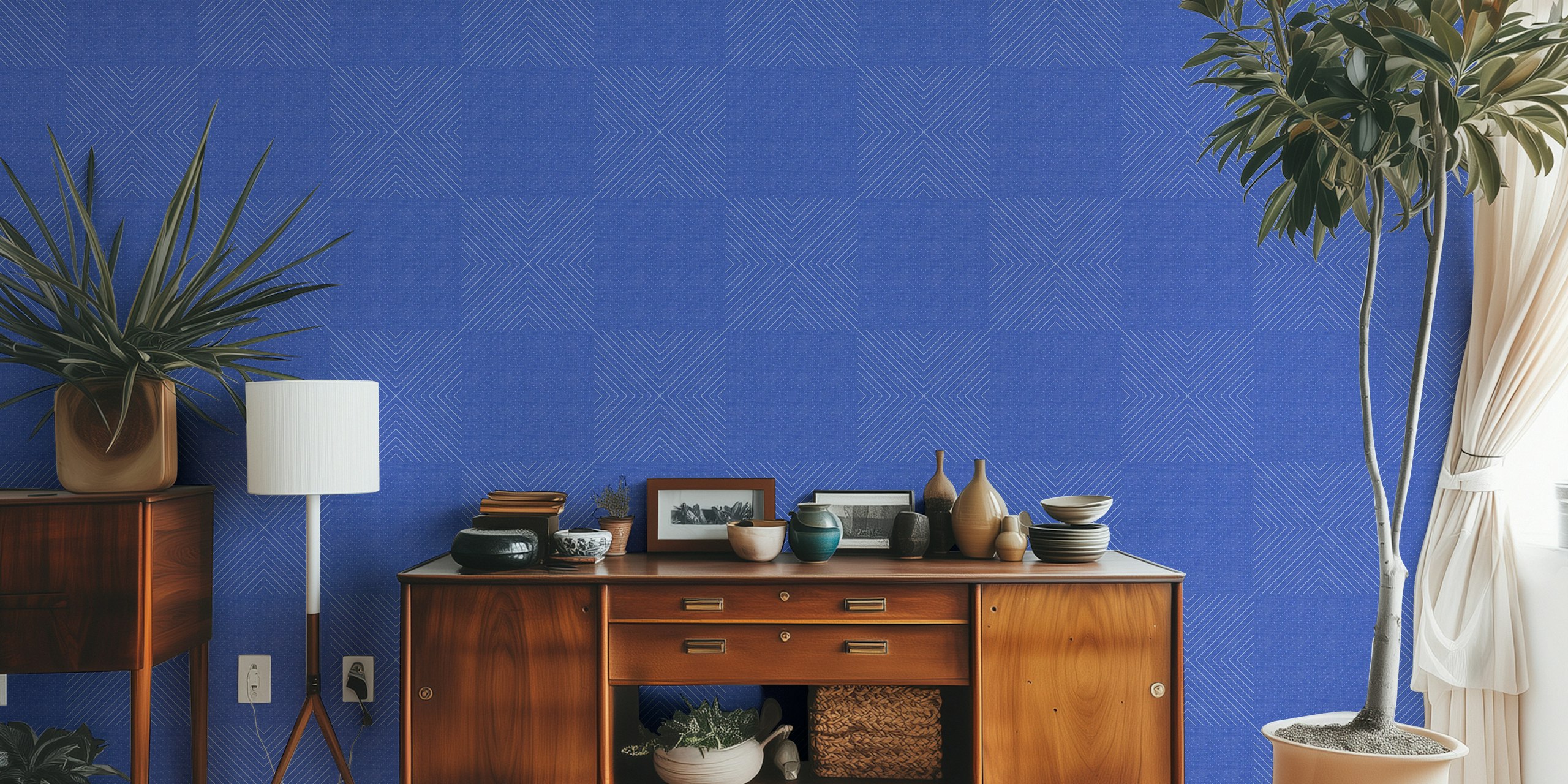 Minimalist geometry wallpaper in a room