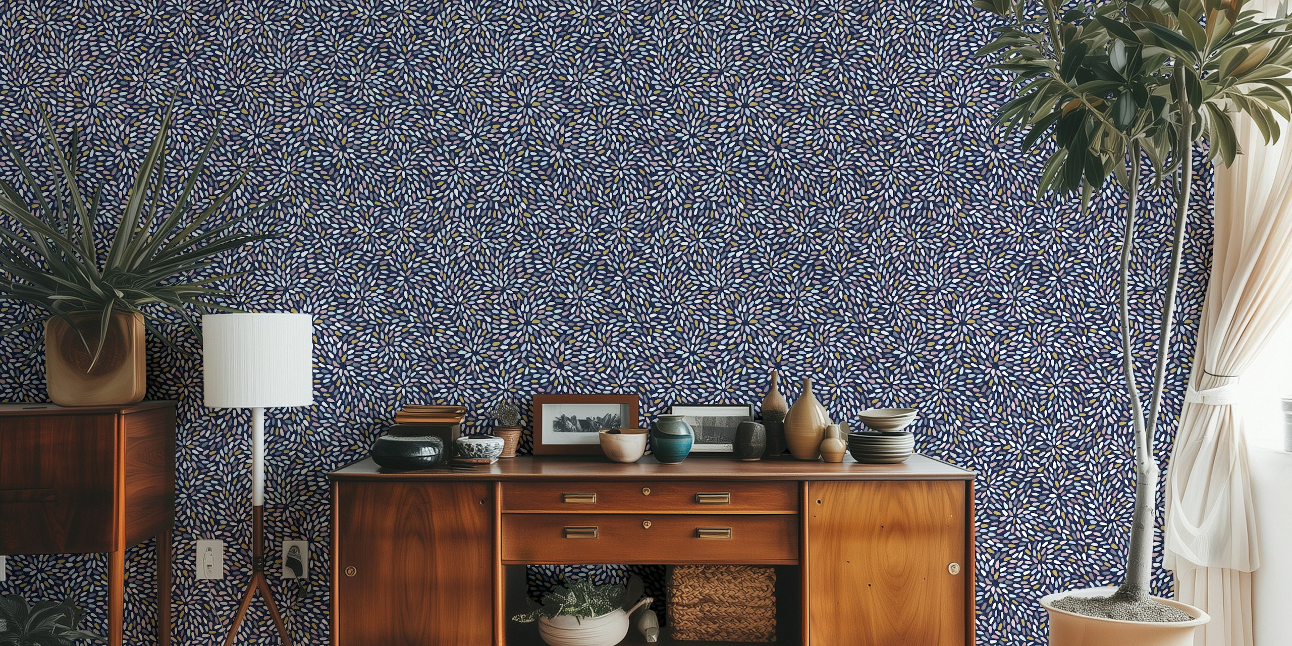 Tapeta Hand Drawn Organic Shapes u sobi