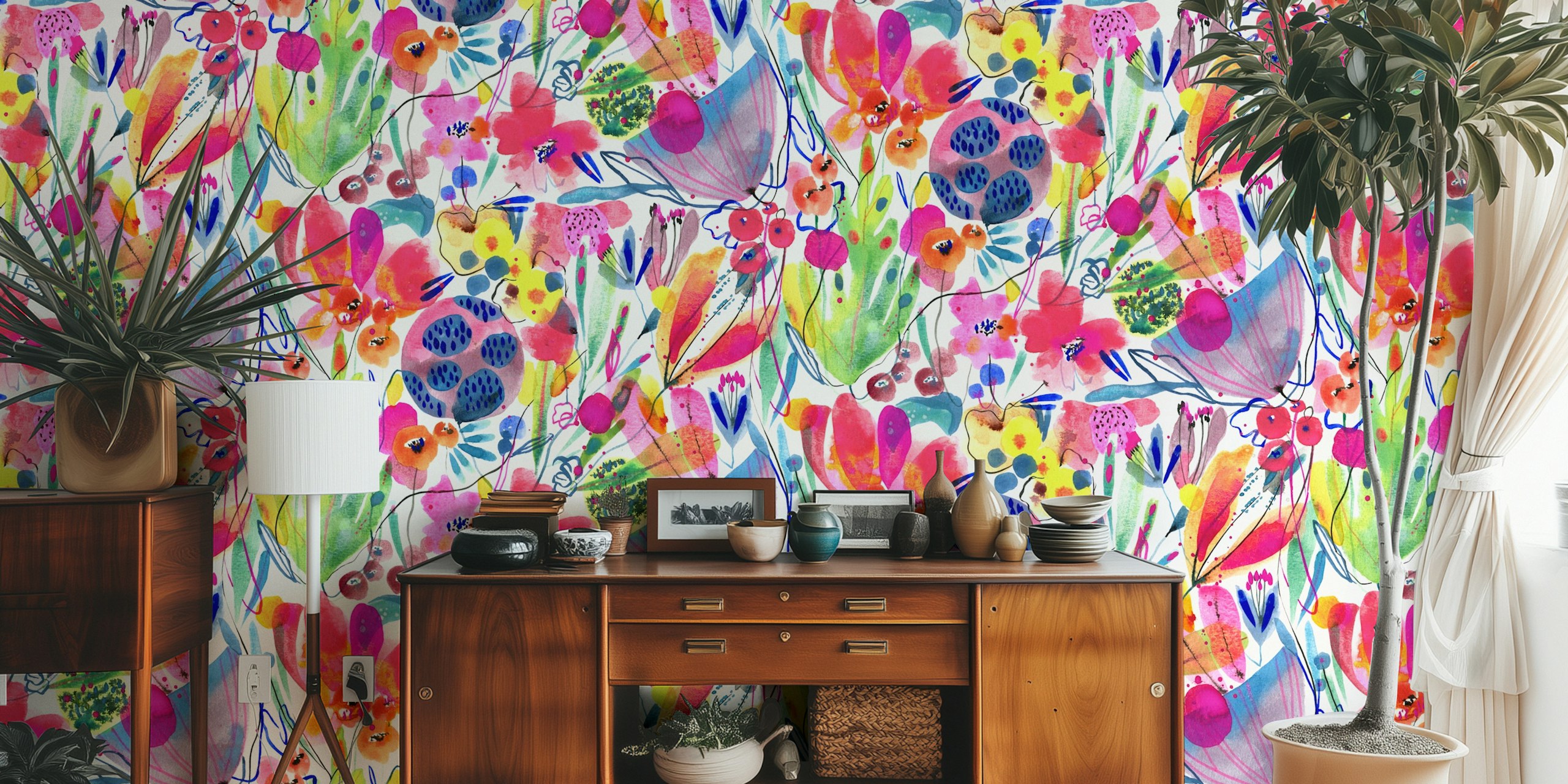 Vibrant Floral Fiesta vist i et rum