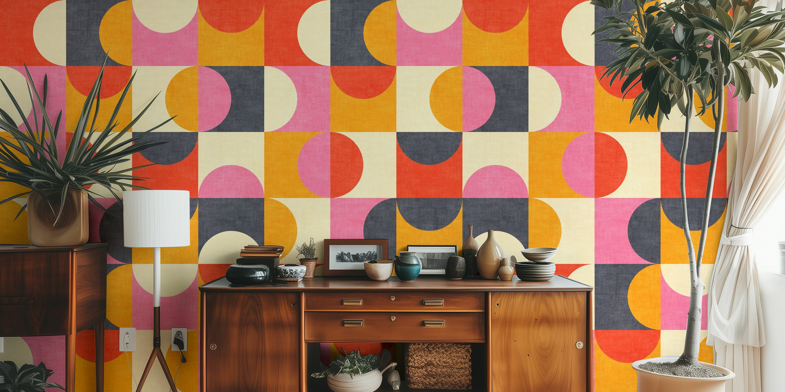 Bauhaus Circle Abstract wallpaper in a room