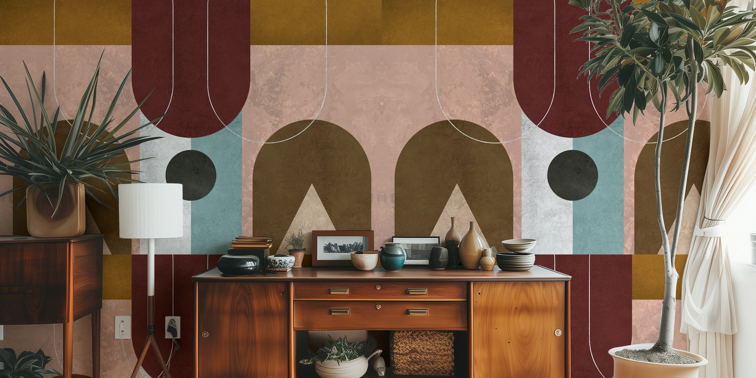 Vintage Shapes Delight wallpaper in a room