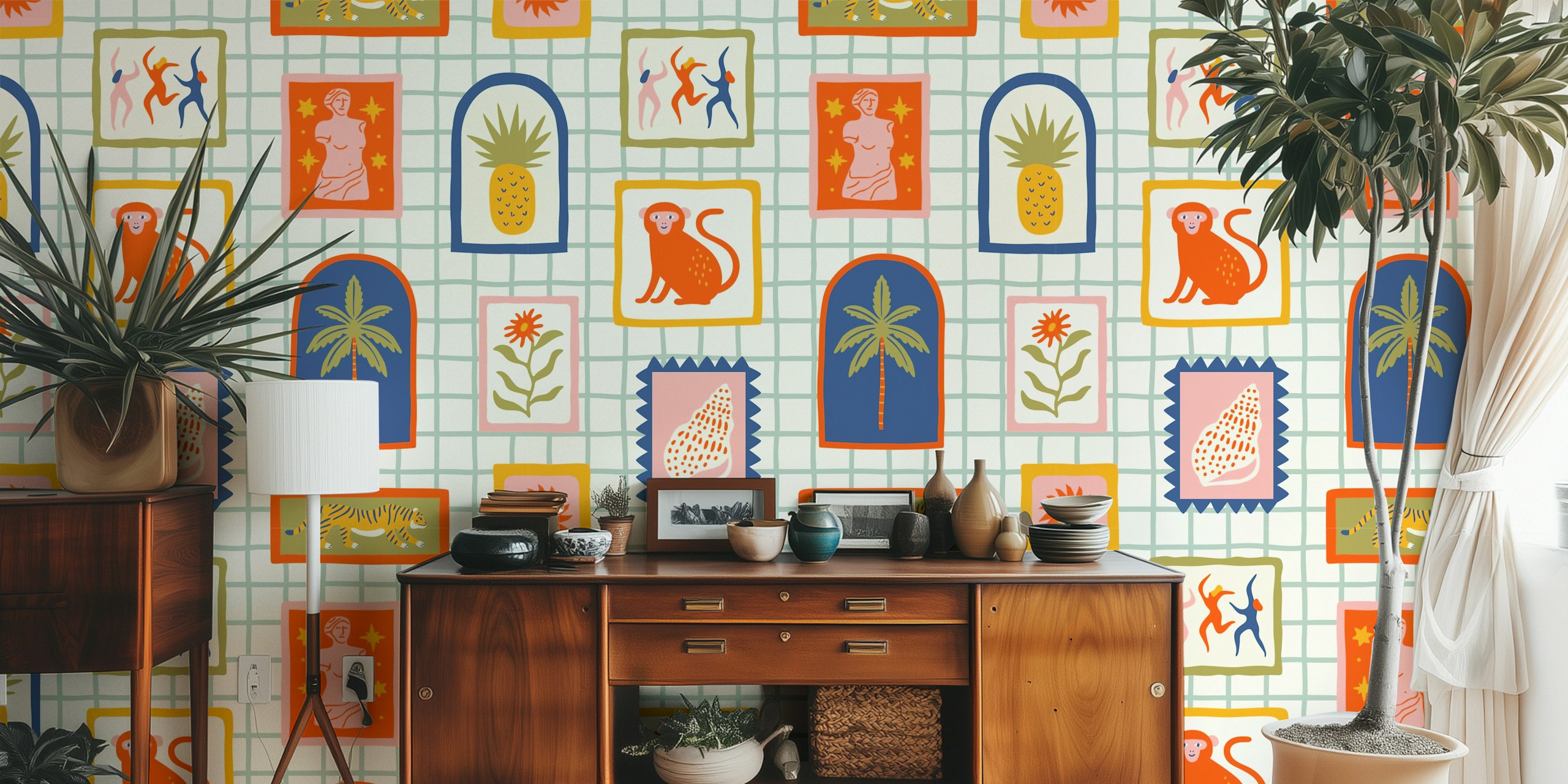 Retro Tropical Fun tapetdesign i et rom