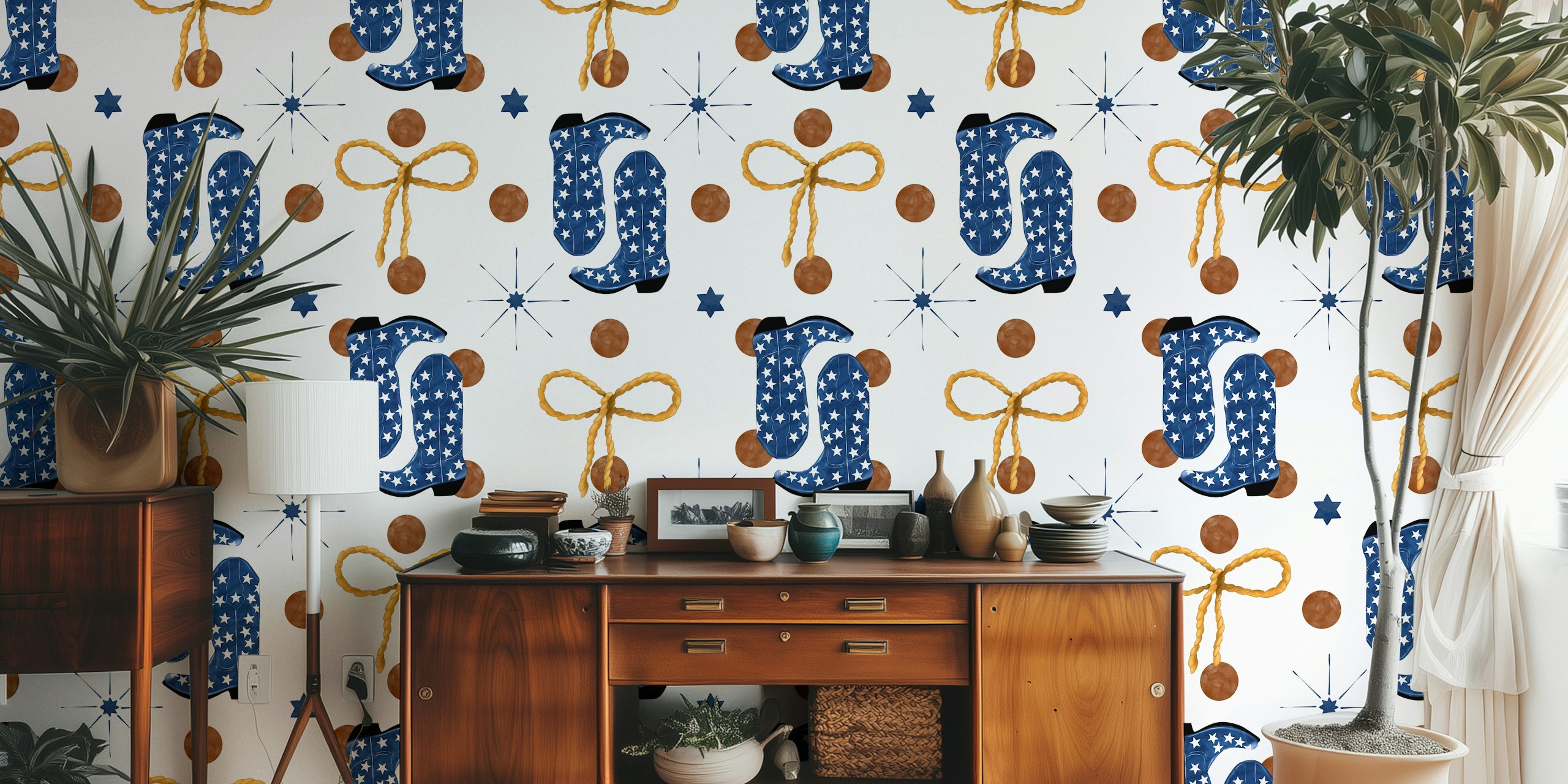 Country Star Boot Delight wallpaper in a room