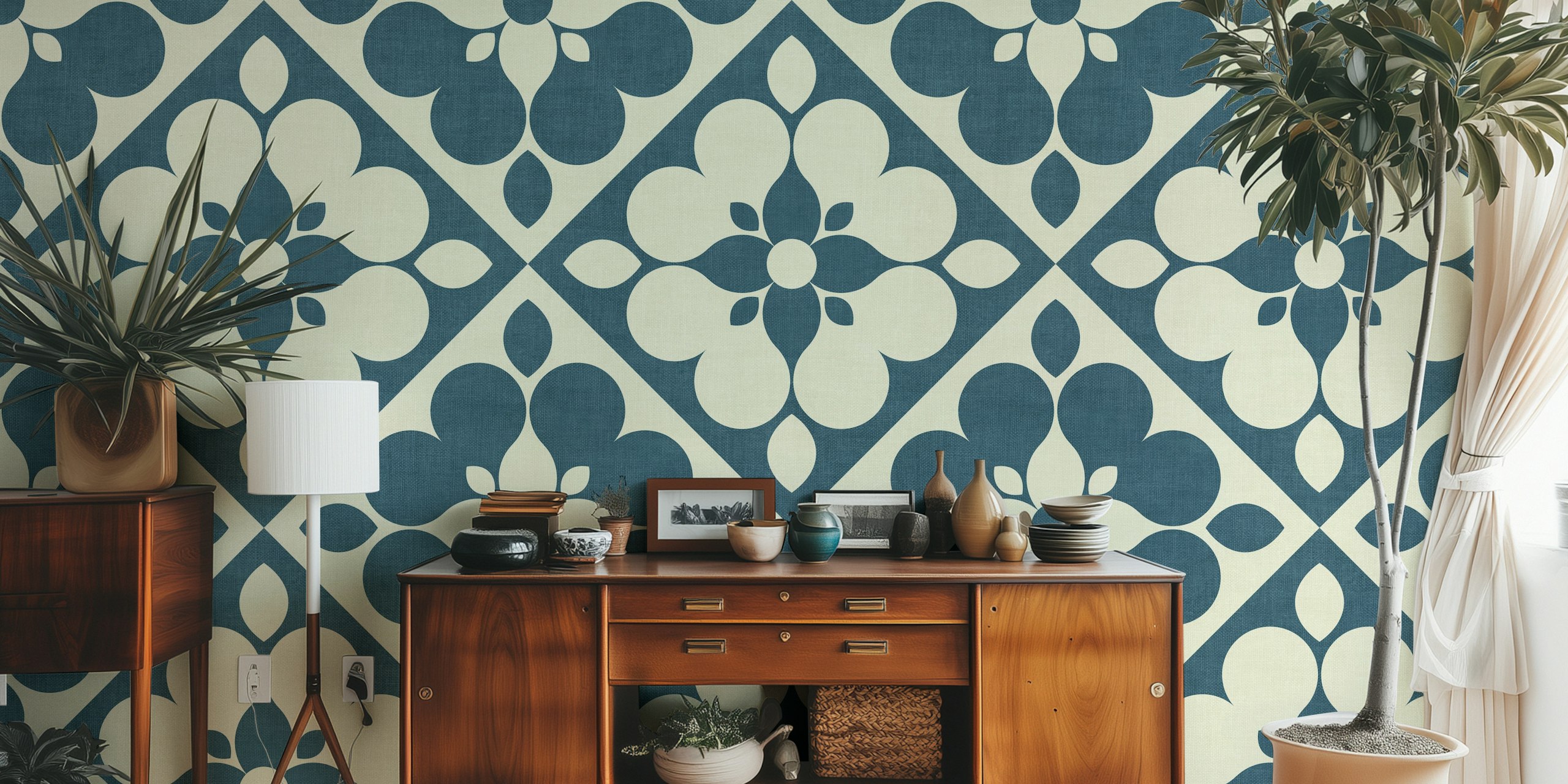 Design tapety Retro Geometric Floral Quilt
