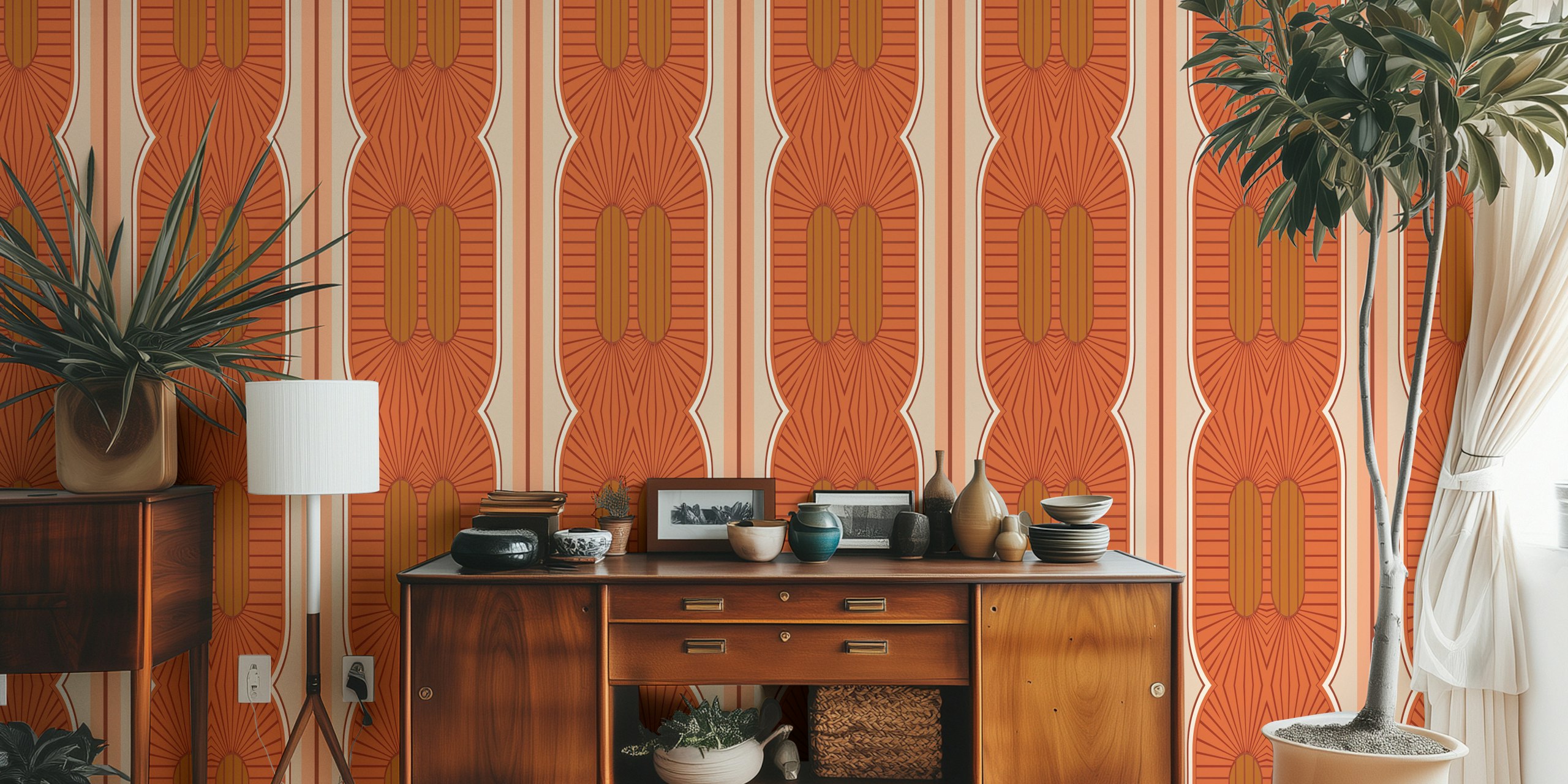 Vintage Arch Pattern tapet i en rumsmiljö