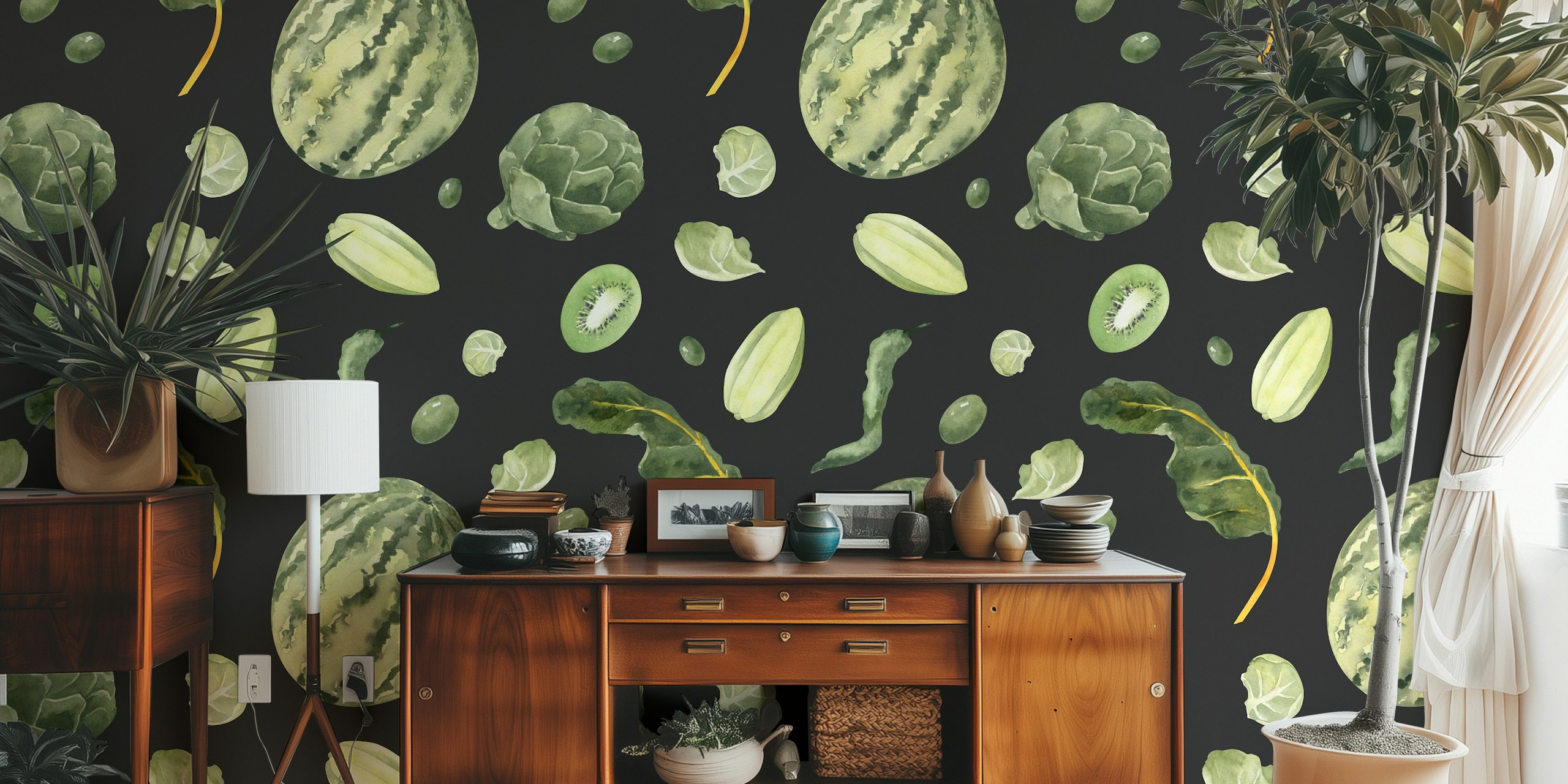 Exotic Green Fruits & Vegetables tapetdesign