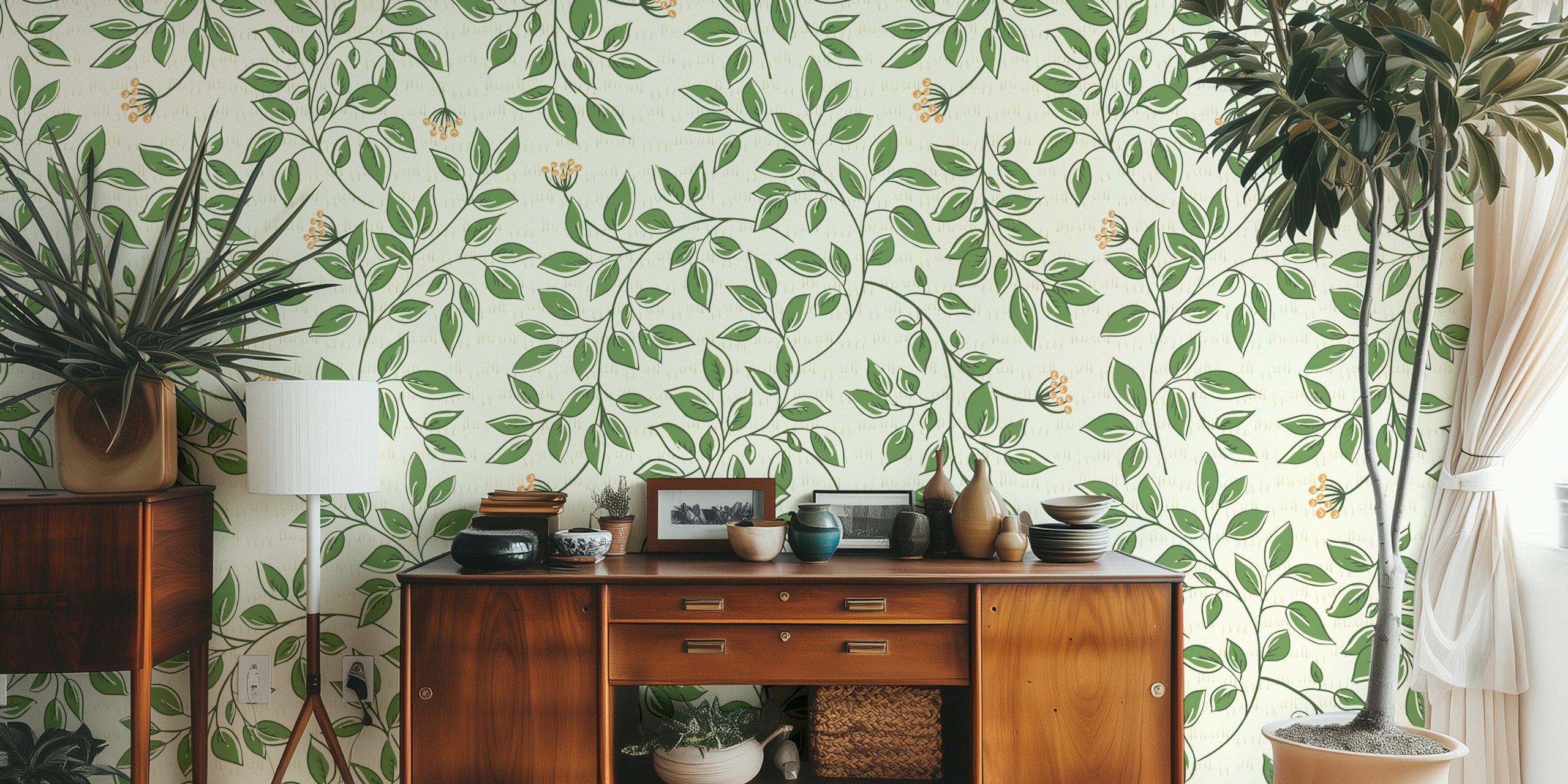 Lush Greenery Vines wallpaper in a room