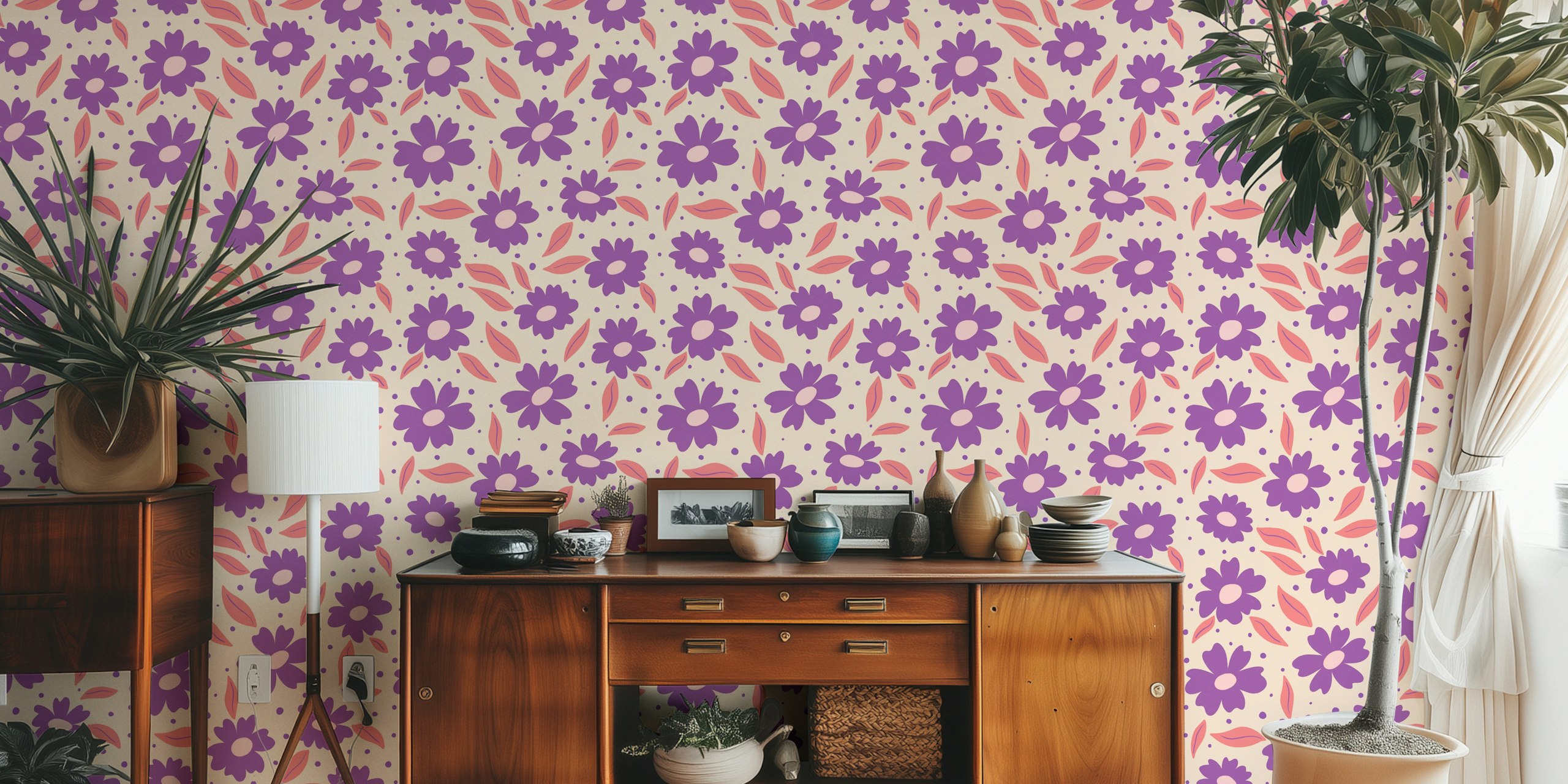 Purple Blossom Delight tapet i et rum