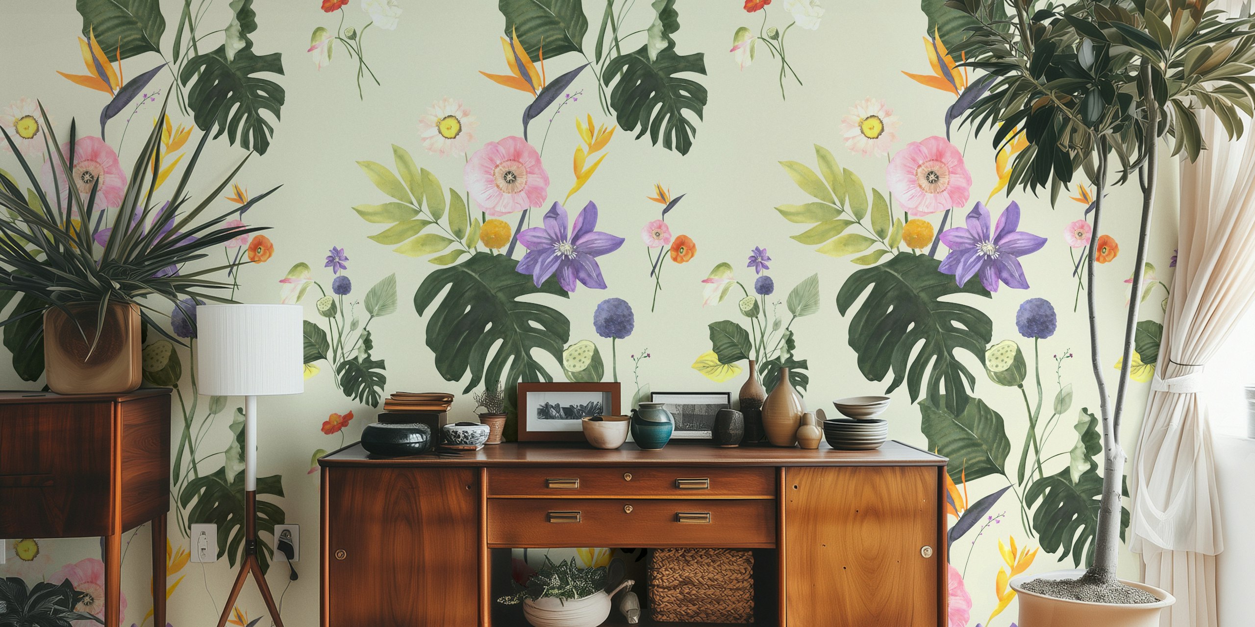 Vibrant Tropical Blooms Pattern huoneessa