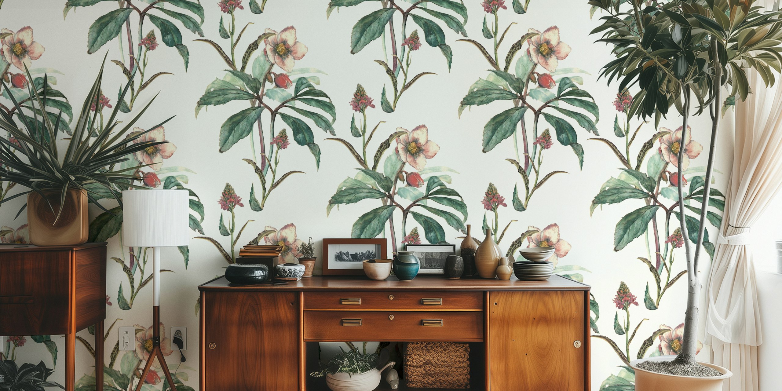 Vintage Botanical Blooms wallpaper design