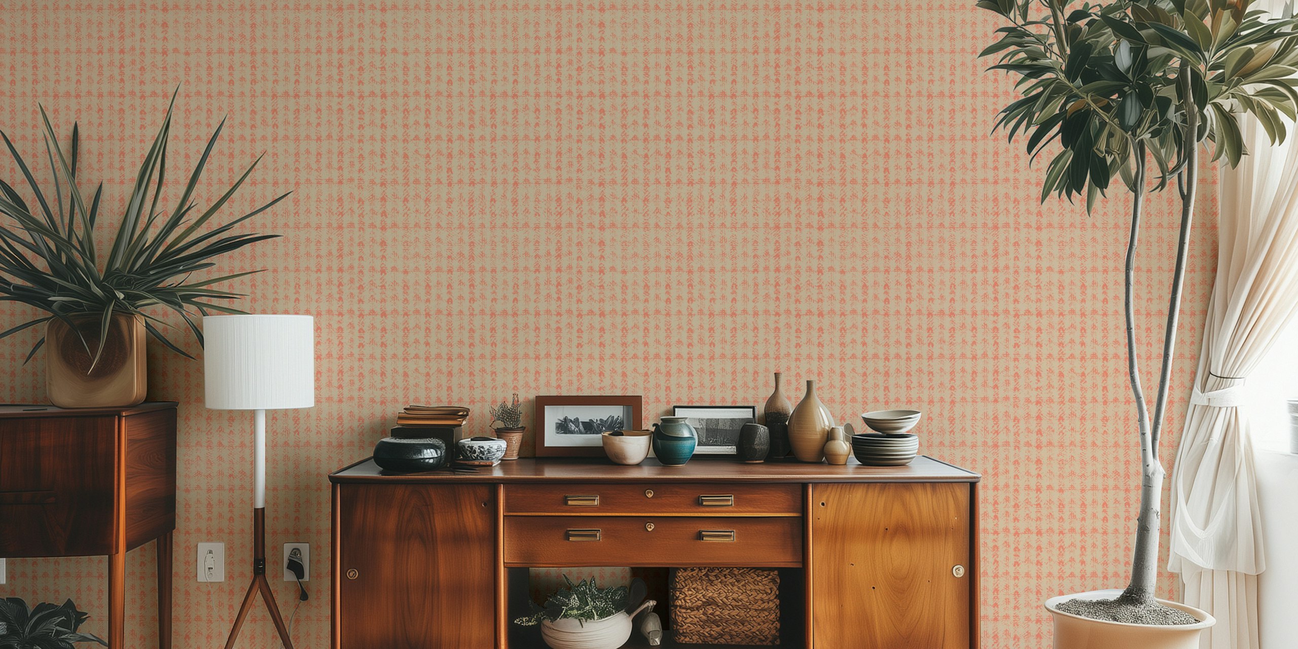 Timeless classic tweed mill pink papel de parede em um quarto