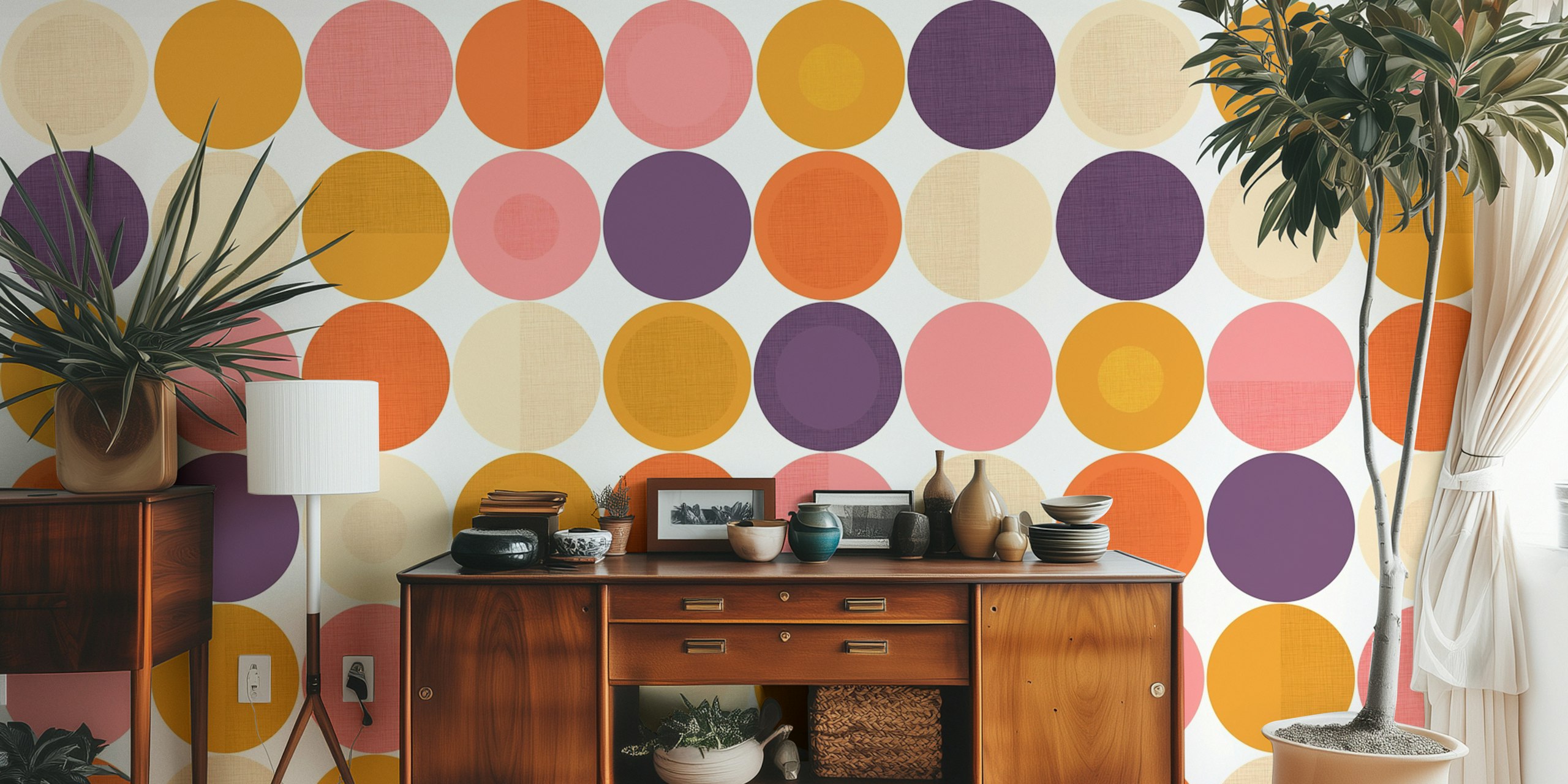 Vibrant Circle Grid tapeta w pokoju