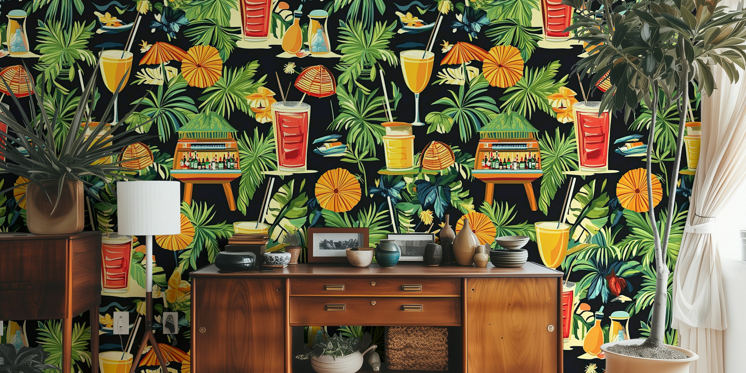 Tropical Faves (Dark) tapeta v místnosti