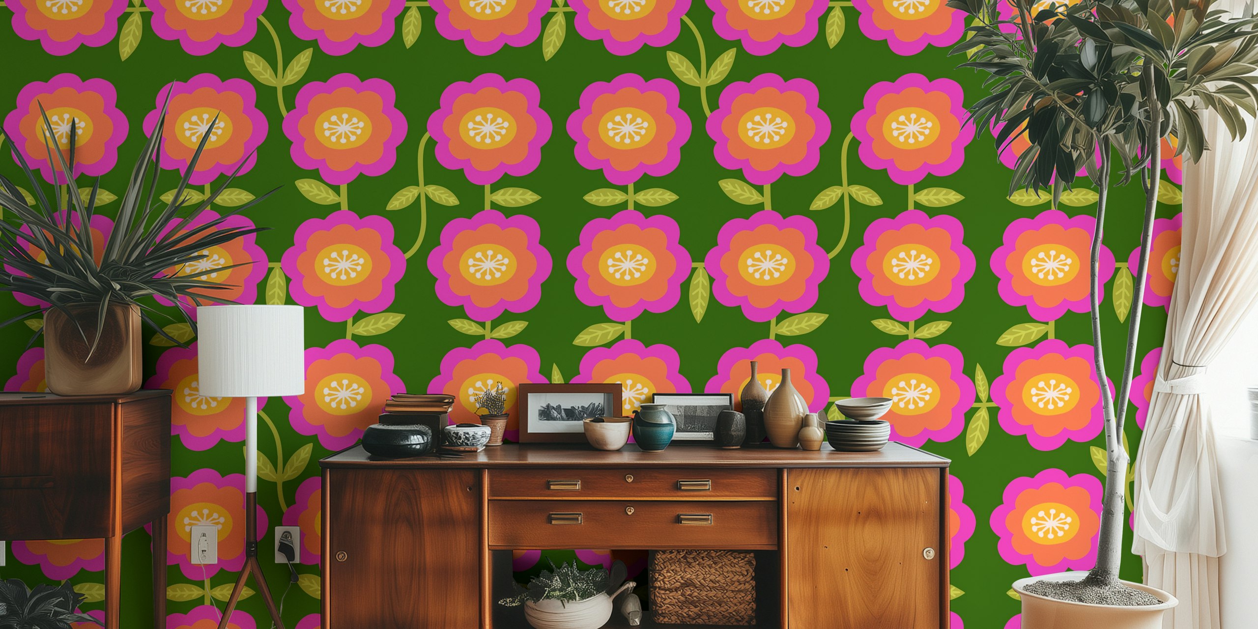 Flower Power Granny Vibes tapetti huoneessa