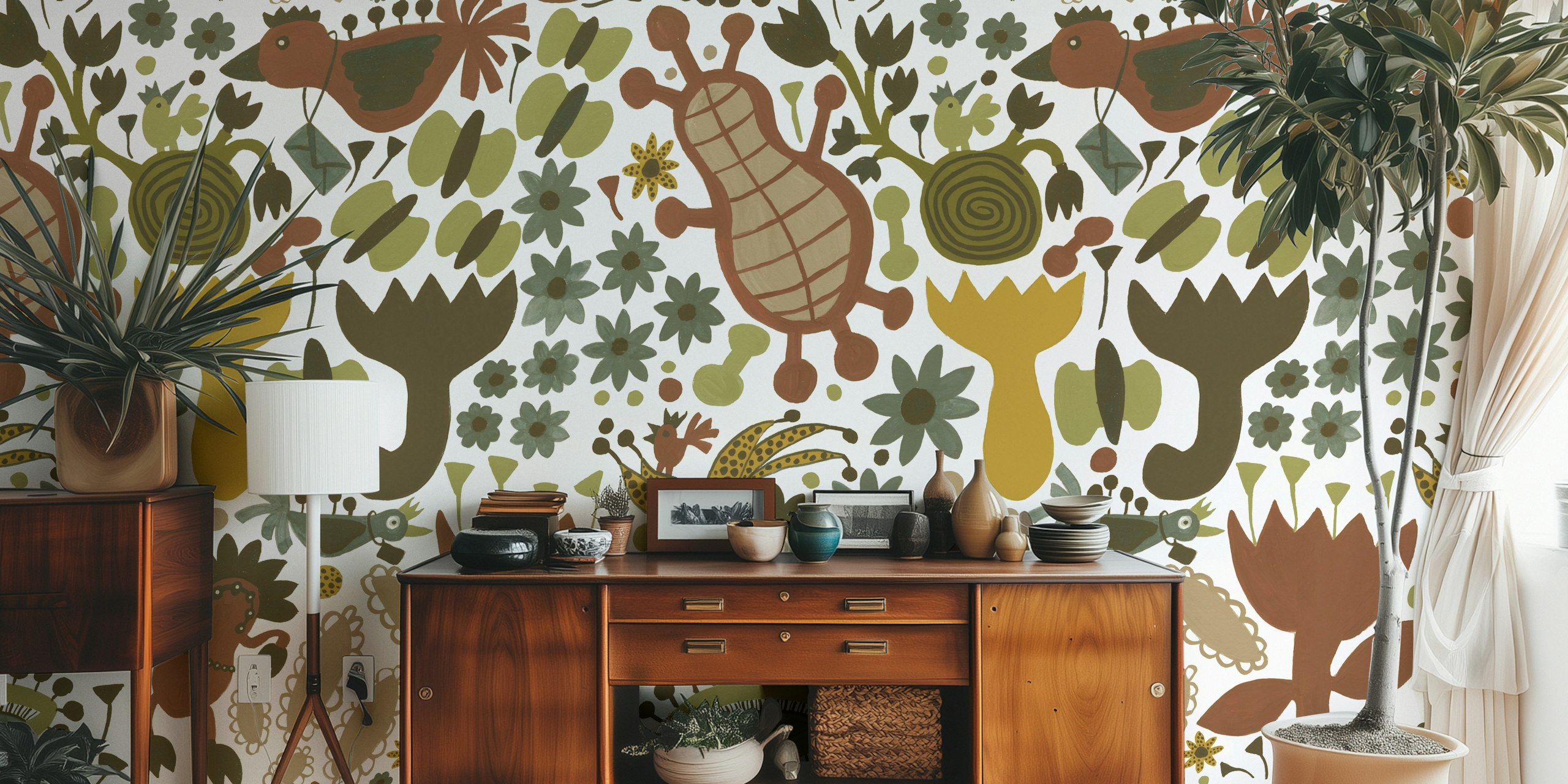 Ebba Nature Large wallpaper in a room