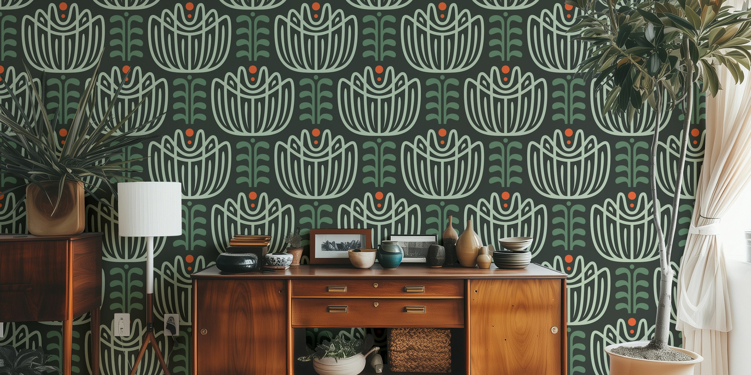 Tapeta inspirowana tulipanami w stylowym pokoju