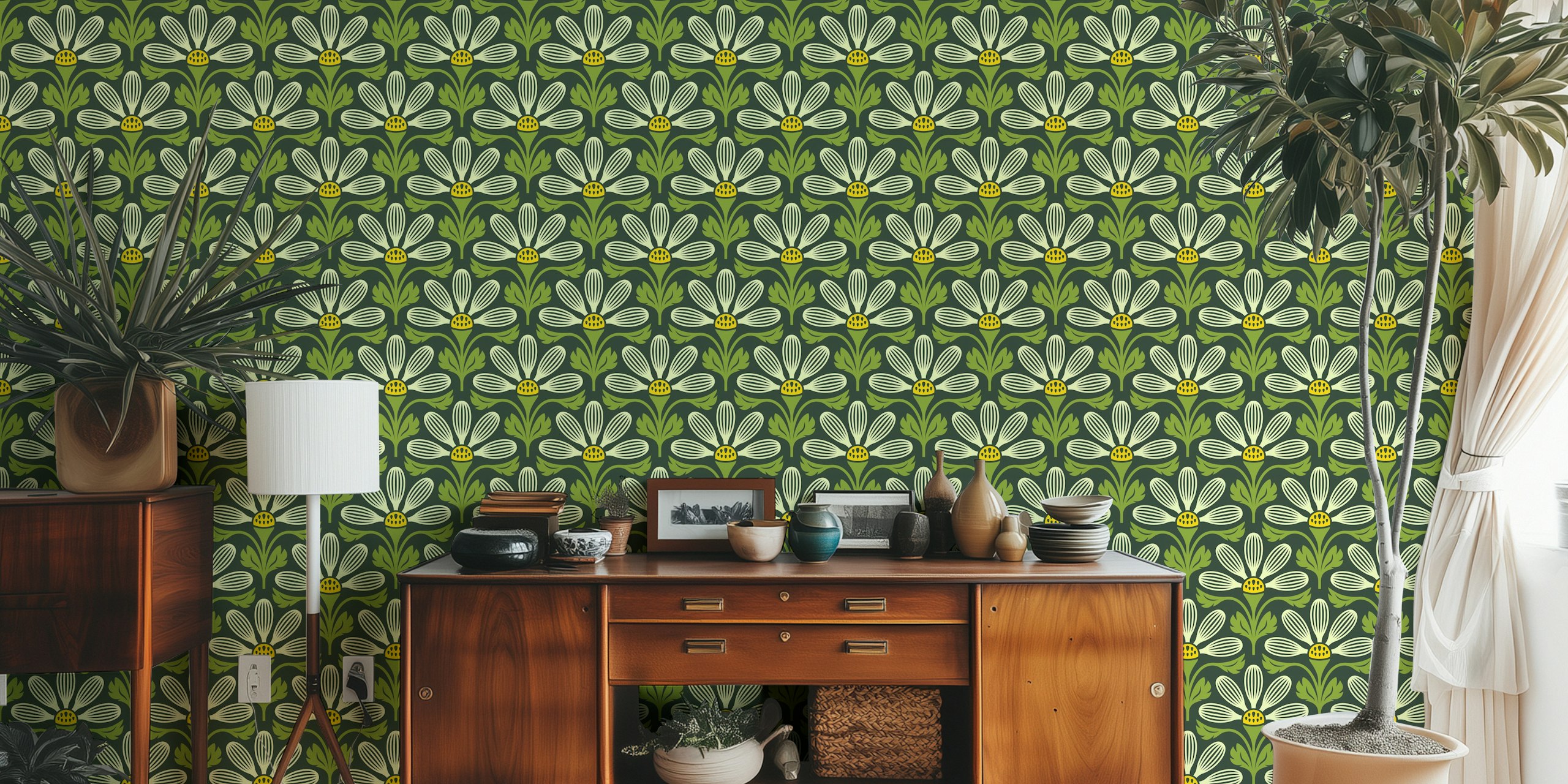 Classic Petal Elegance in Green - S