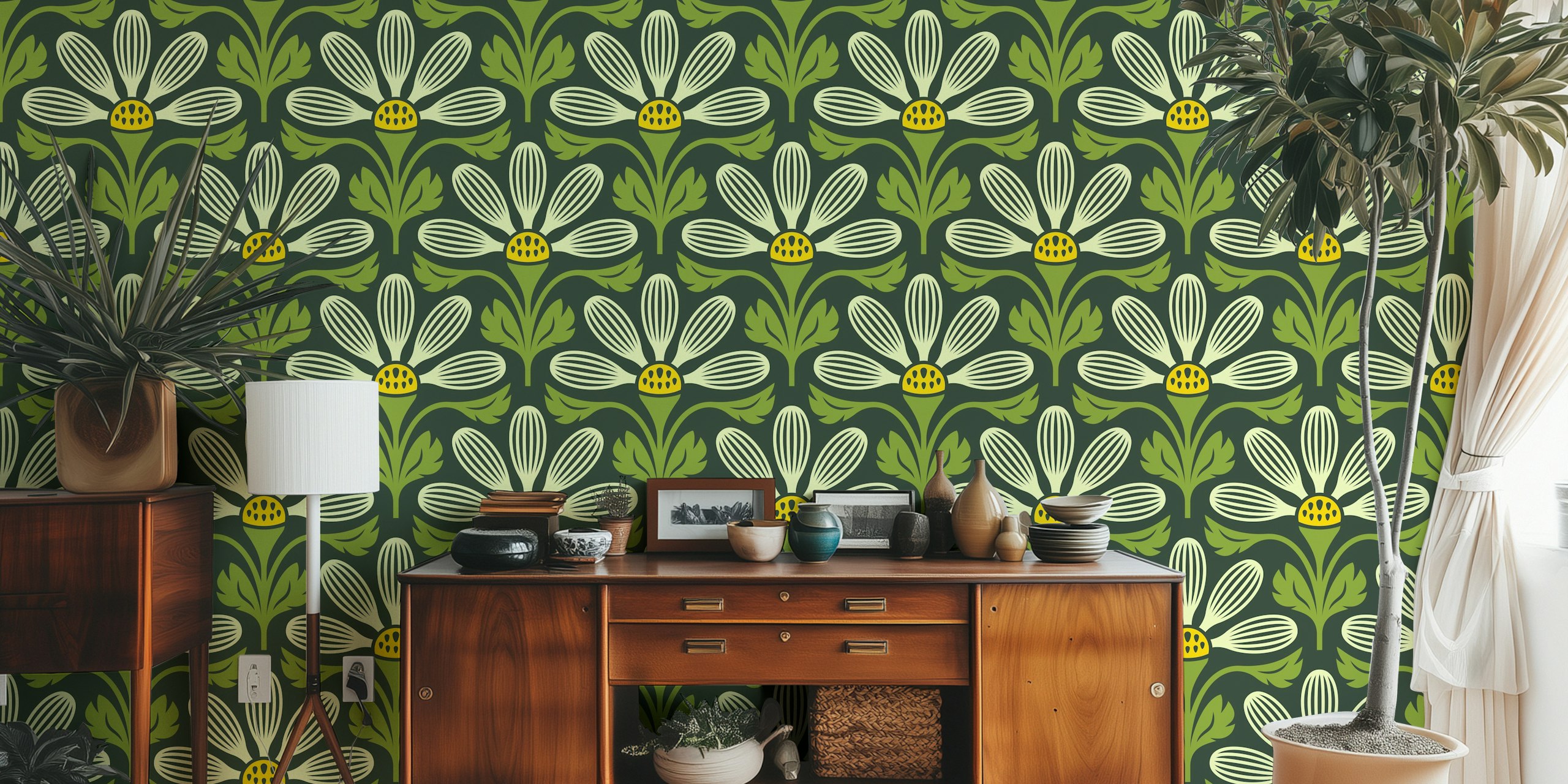 Classic Petal Elegance in Green design tapety