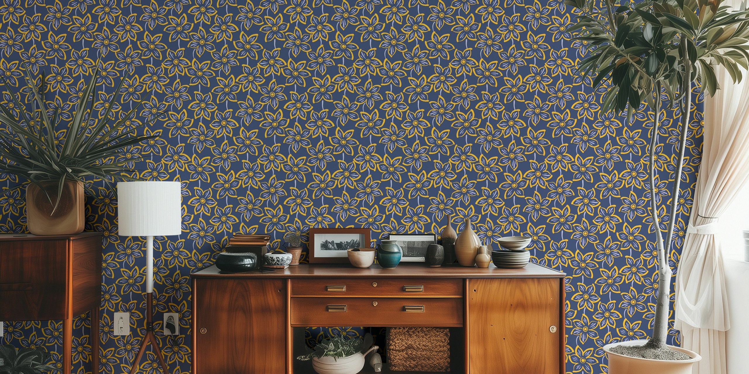 Field of Large Flowers wallpaper in a room