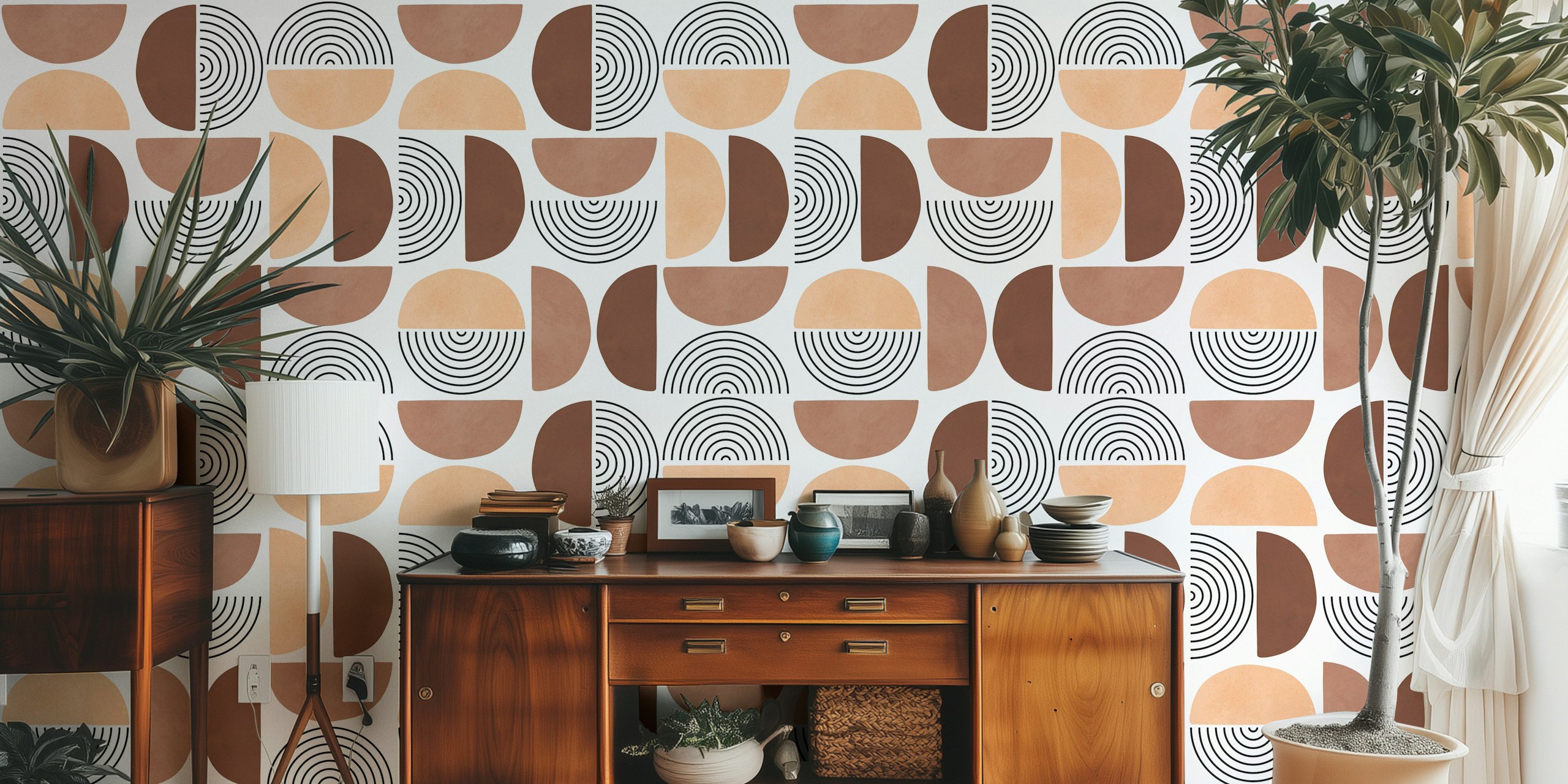 Papel de parede Modern Earth Tones em um quarto