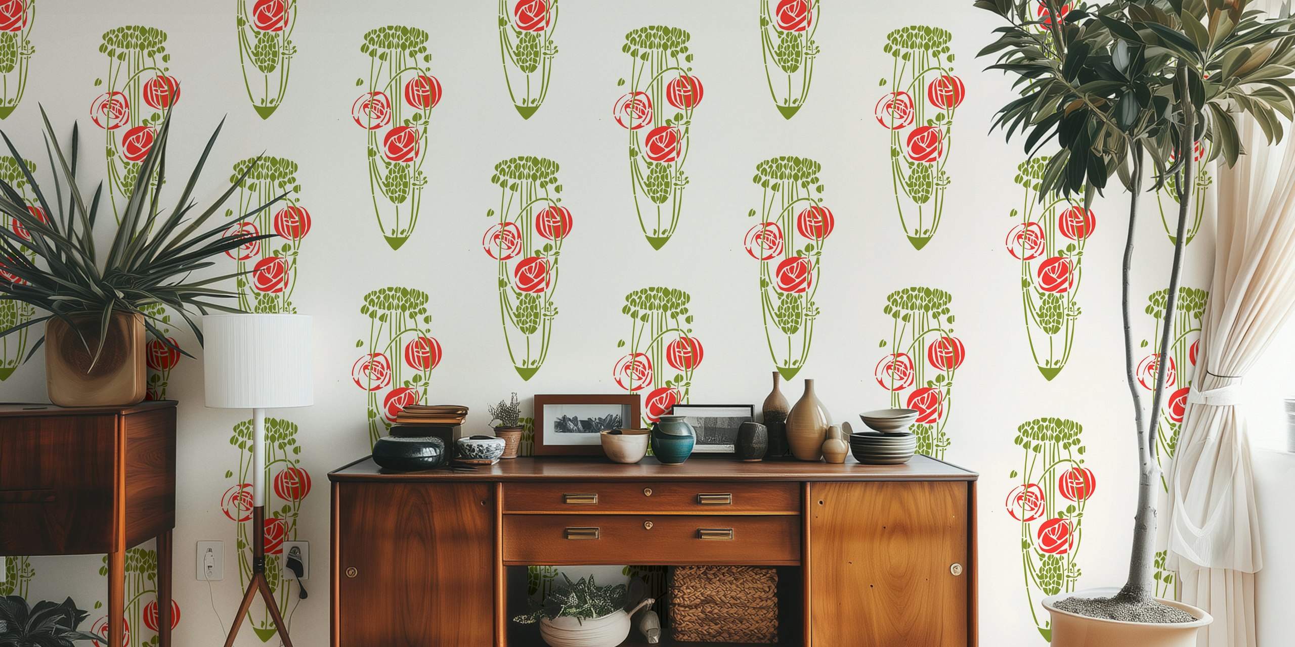 Diseño de papel pintado Art Nouveau Mackintosh Glasgow Roses