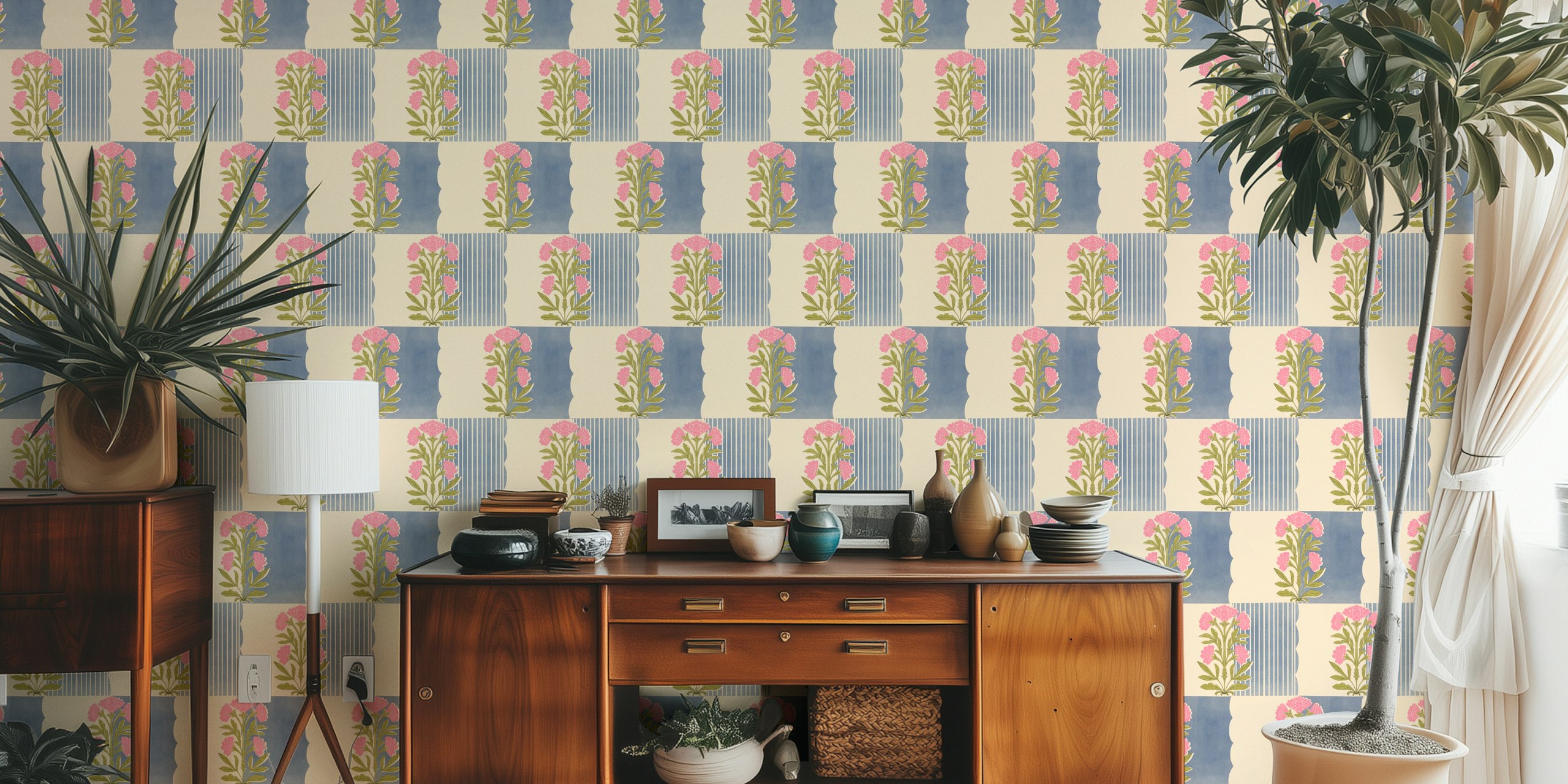 Classic Floral Fusion wallpaper in a room