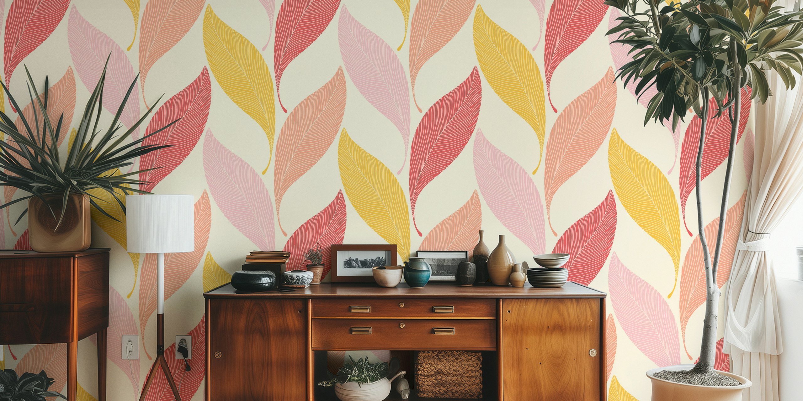 Tango Chevron Leaves wallpaper in a room