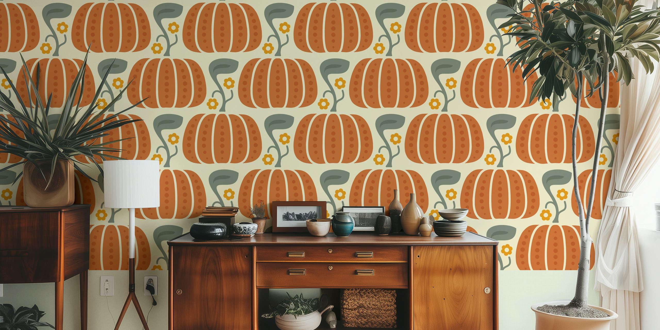 Cozy Pumpkin wallpaper design dans une pièce