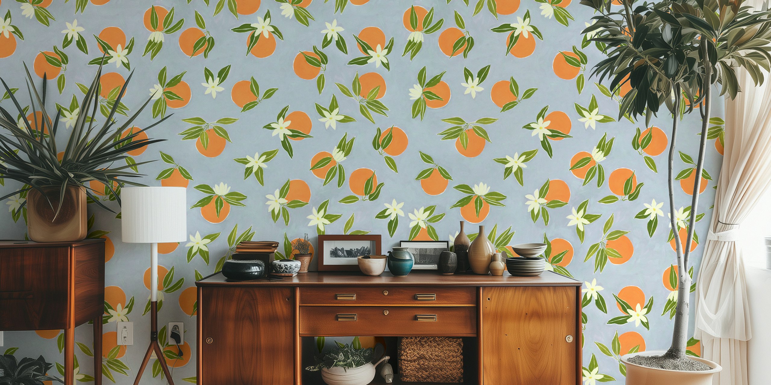 Citrus Grove design de papel de parede pintado à mão