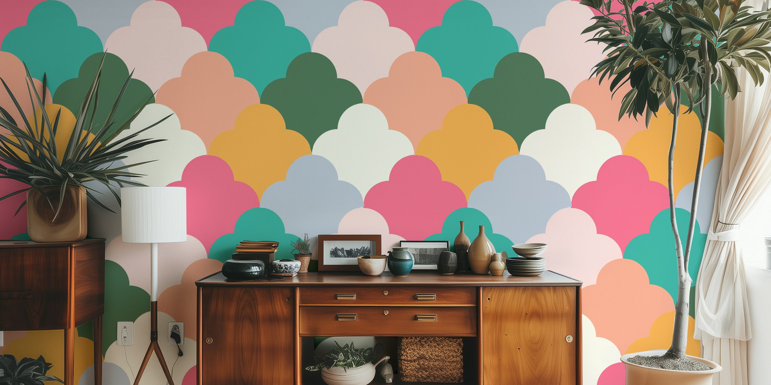 Papel tapiz Bold Clouds en un entorno de habitación
