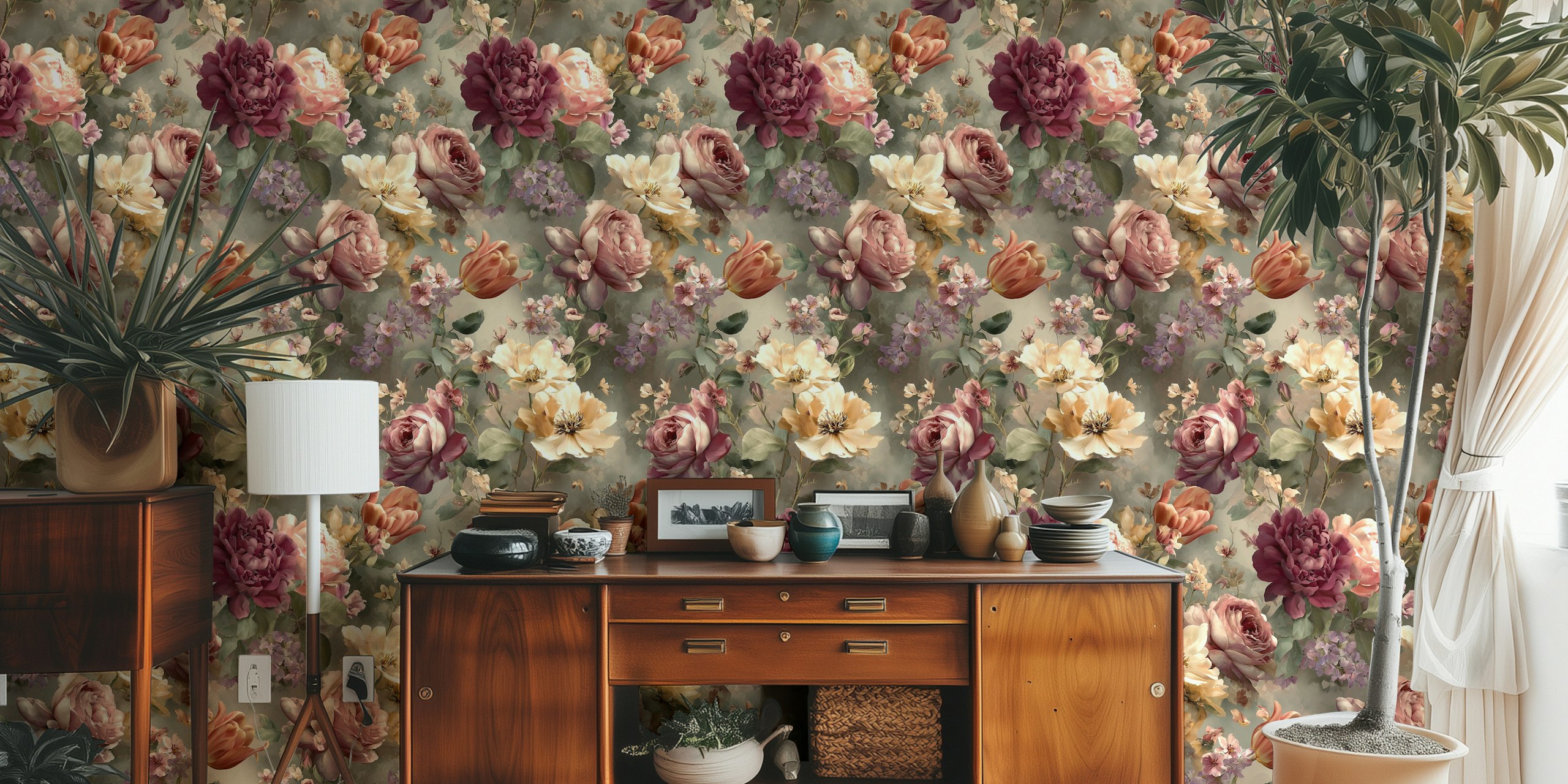 Papier peint Rustic Rose Garden dans une pièce