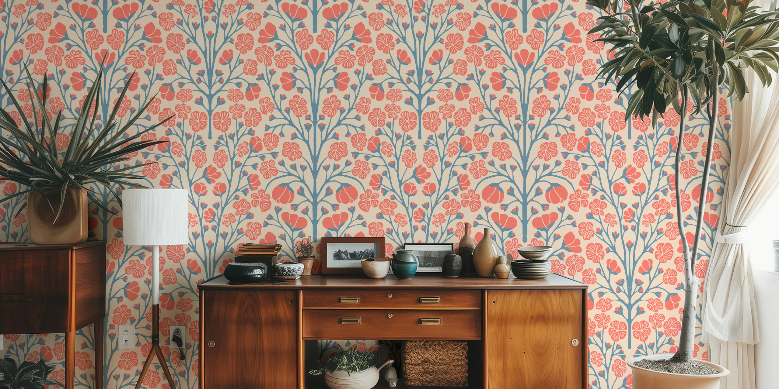Papier peint Fleurs de Prunier dans un cadre de pièce