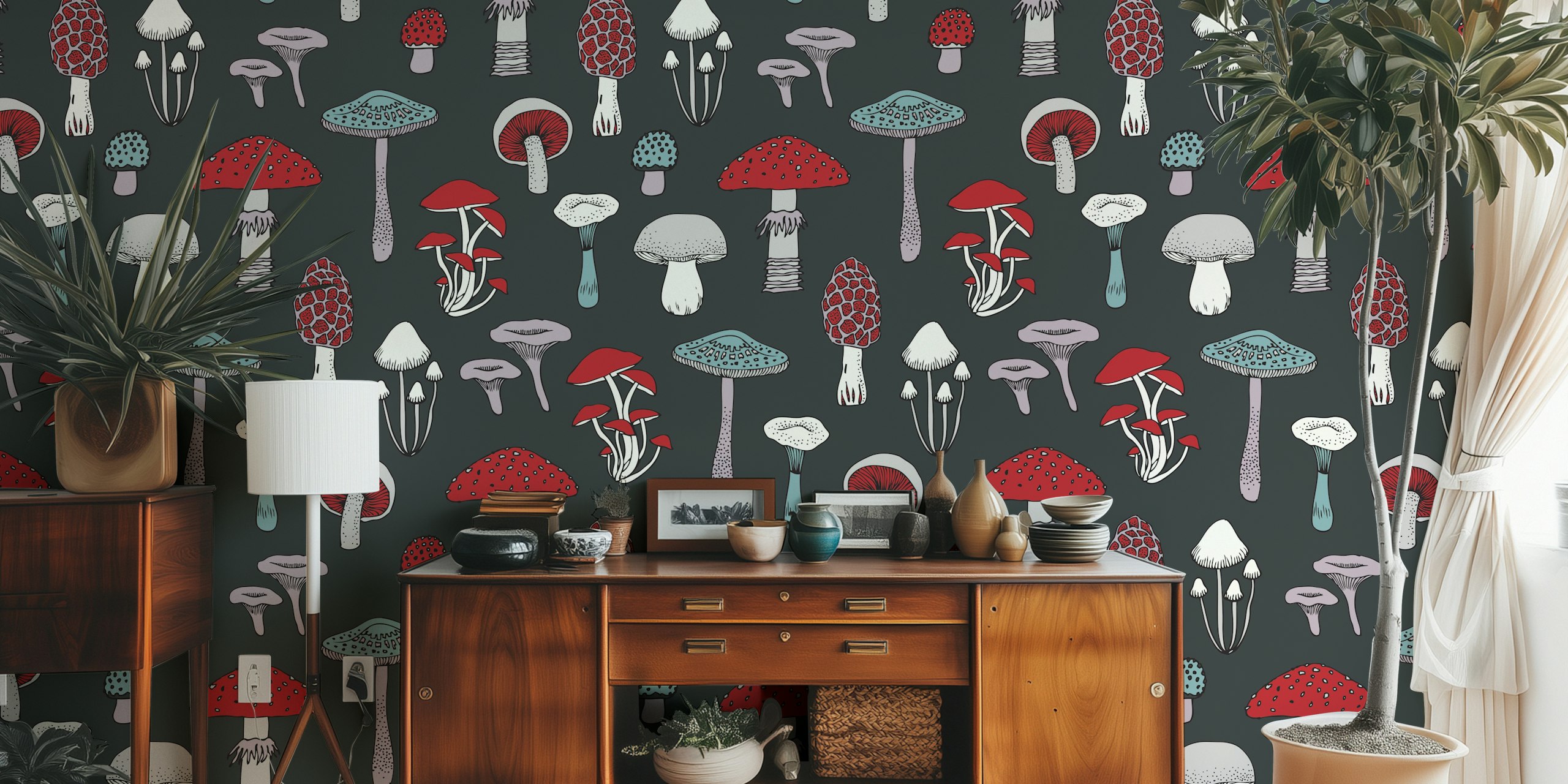 Papier peint Midnight Mushrooms dans une pièce
