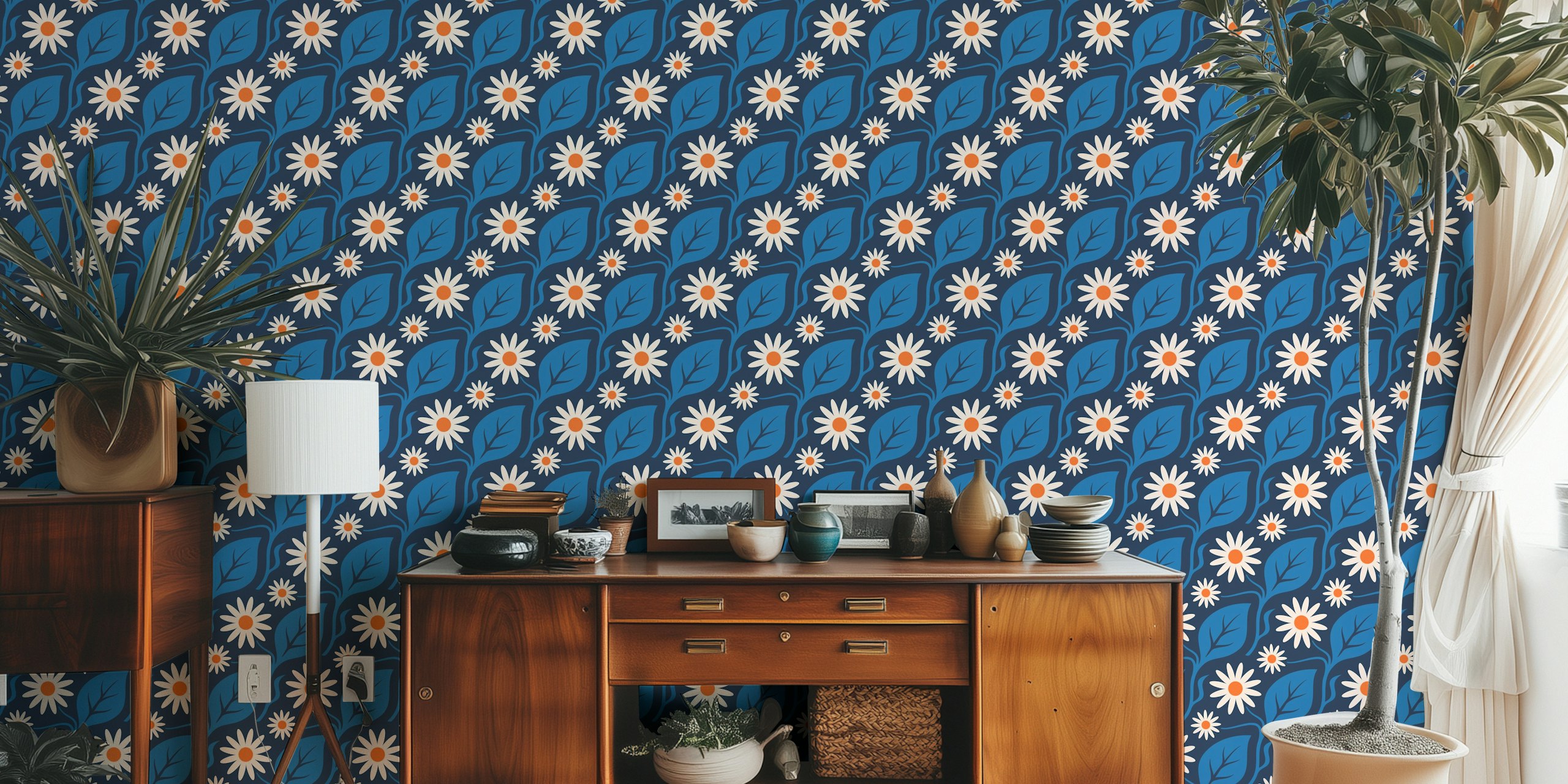 Elegant Daisy Harmony wallpaper in a room