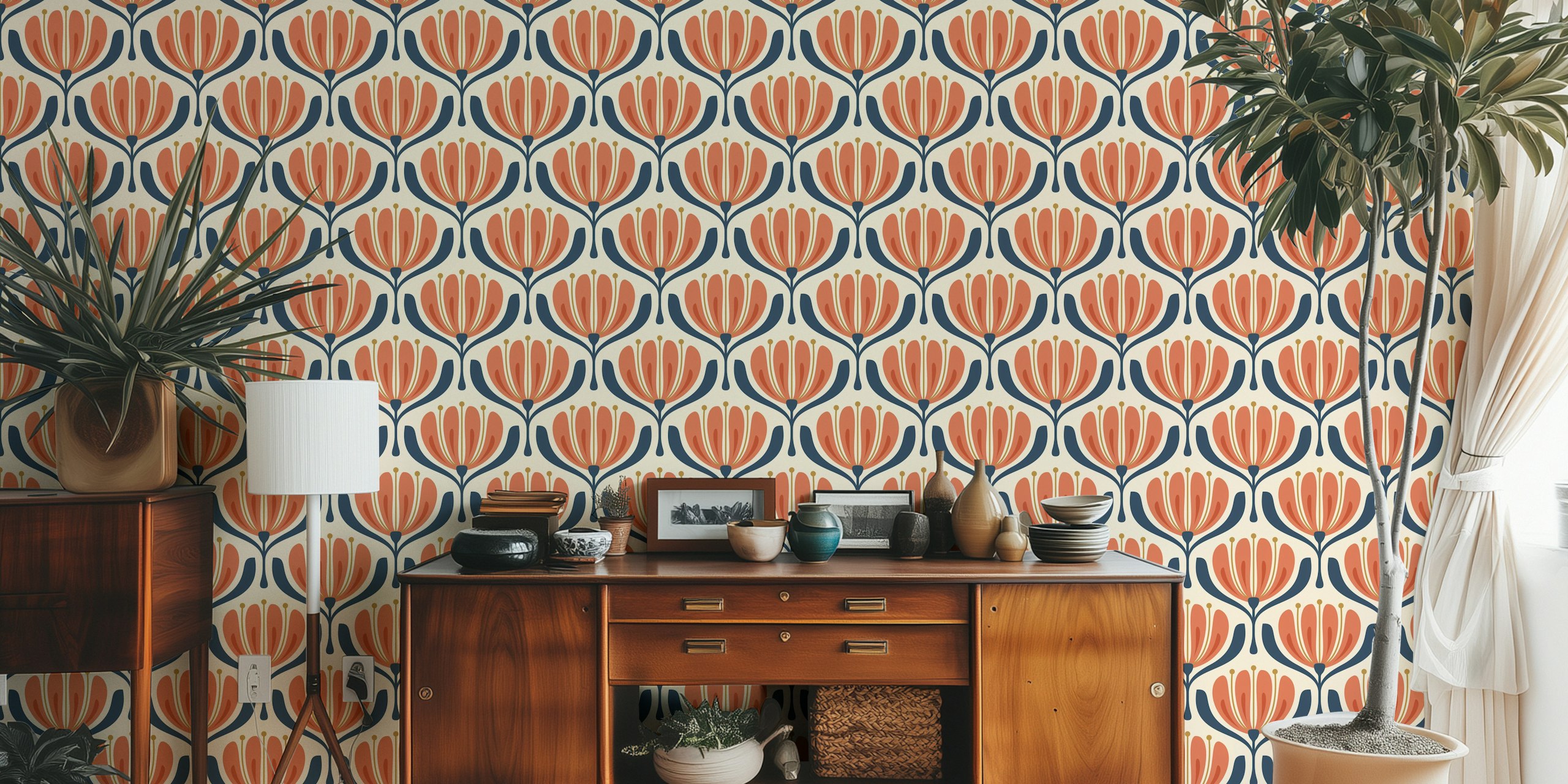 Vintage Blossom Elegance wallpaper in a room