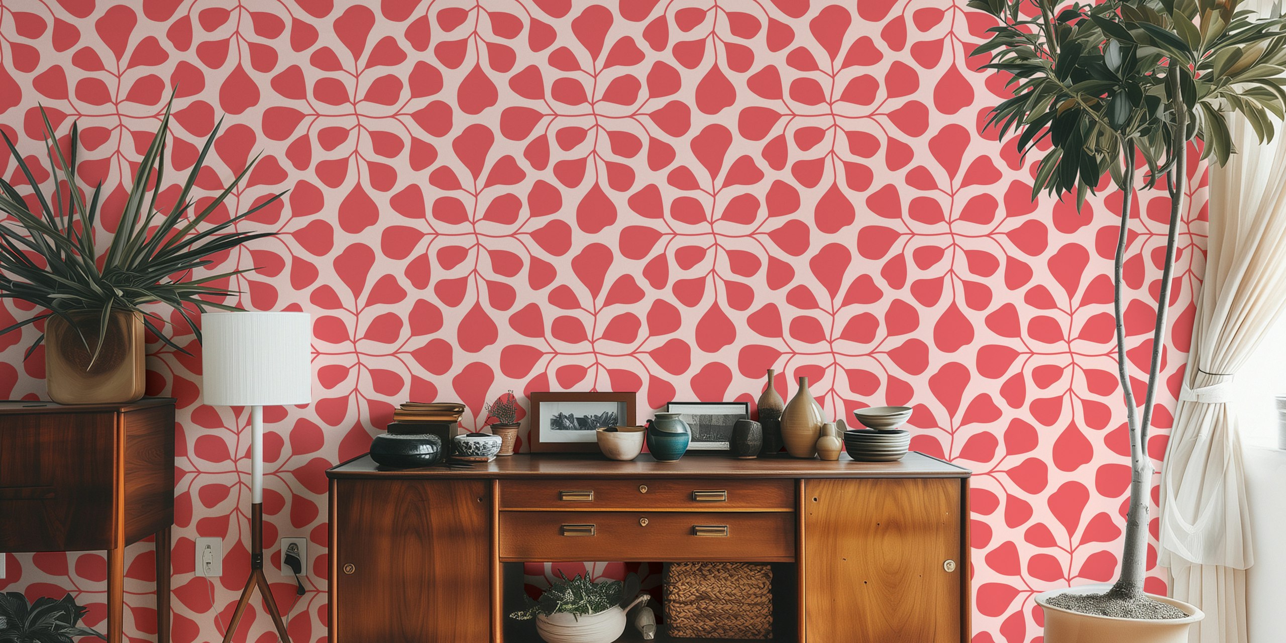 Large Scale Modern Leaves wallpaper in a room