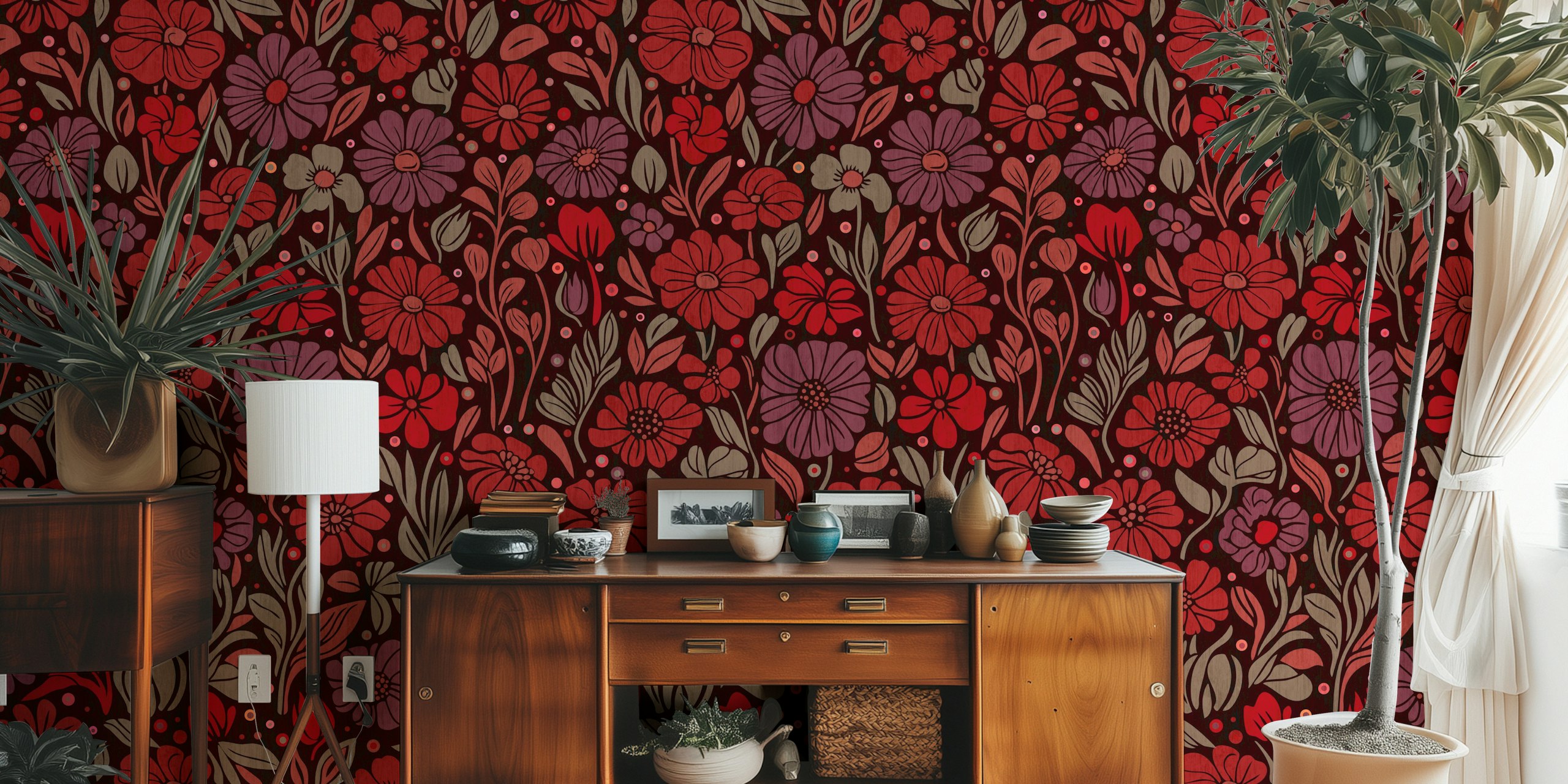 Endless Summer Flower Red tapetti huoneessa