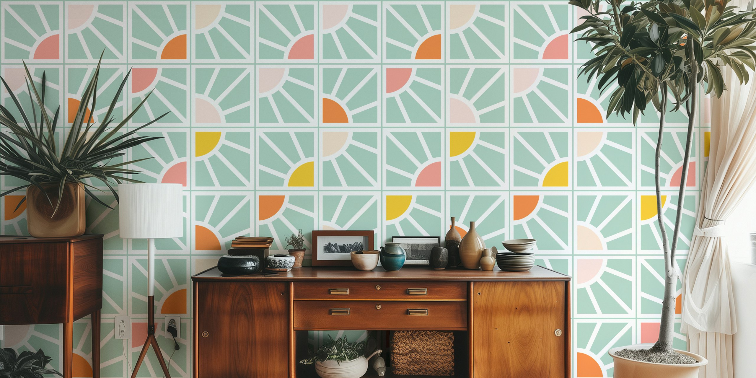 Sunburst Abstract- Opal wallpaper design
