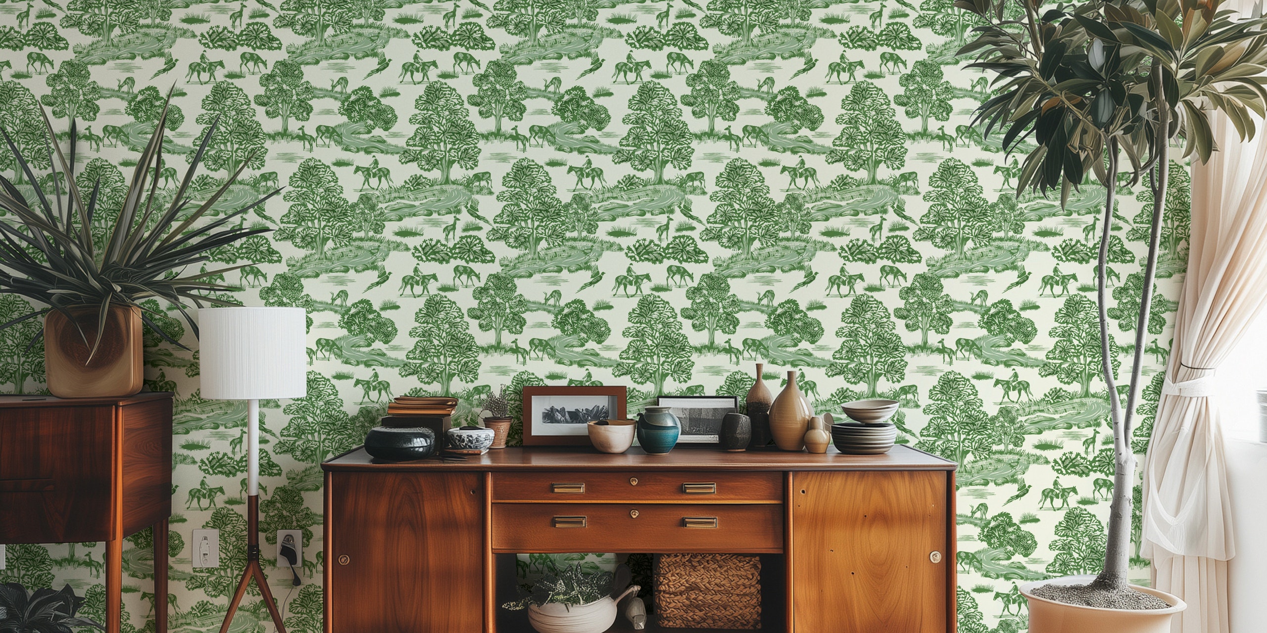 Country Brook Green wallpaper pattern