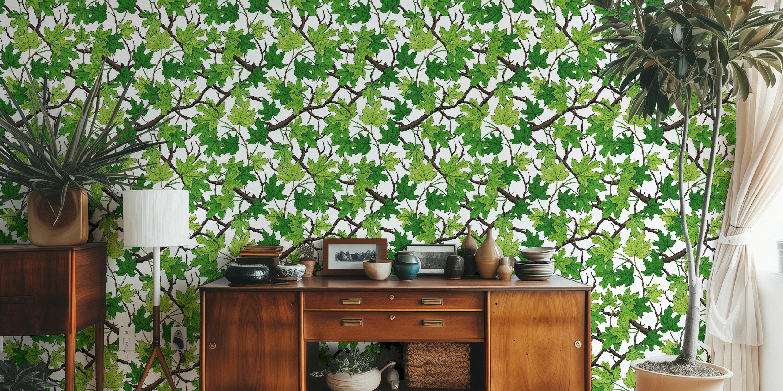 Maple leaves on black tapetti