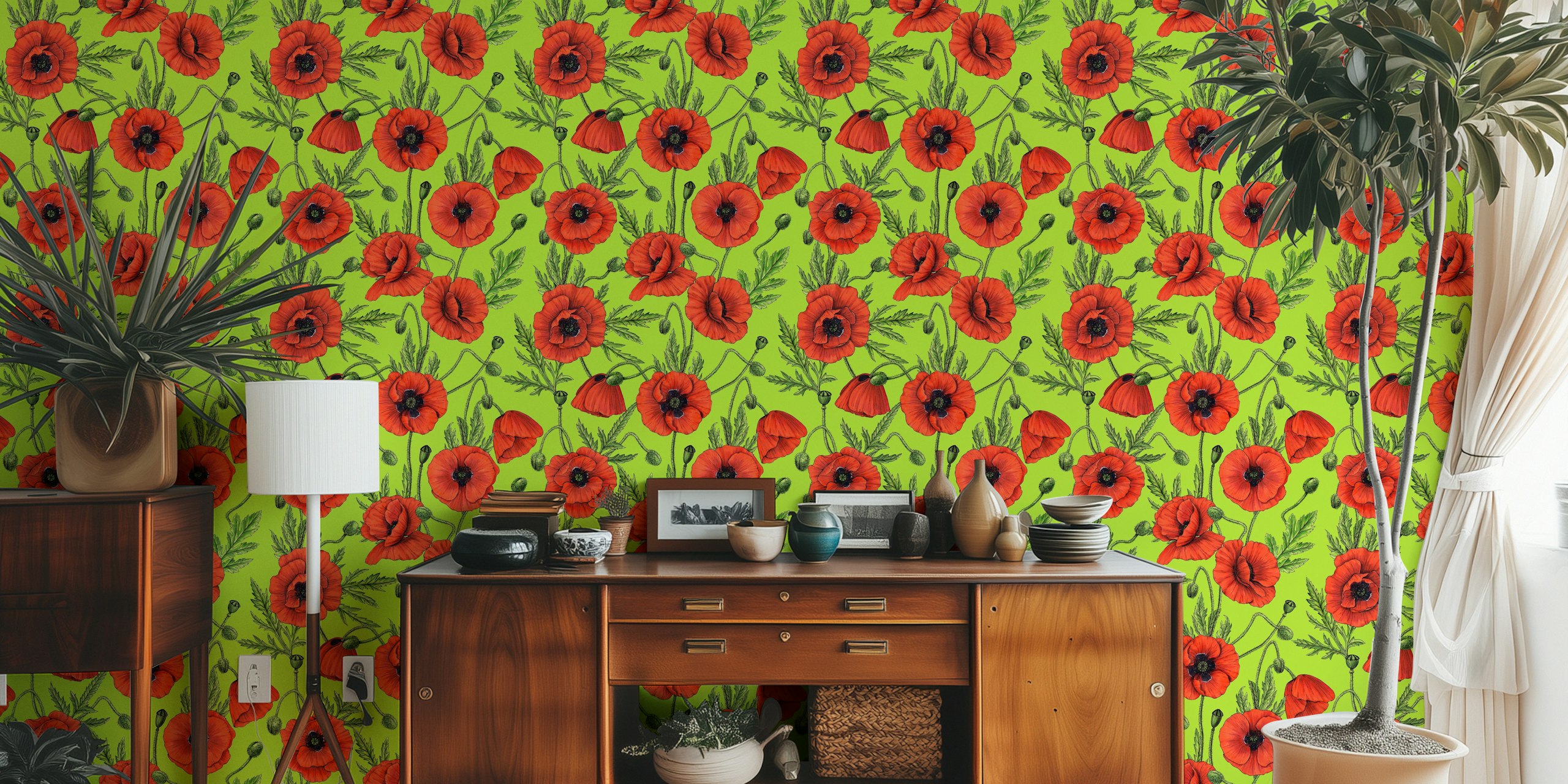 Tapeta Poppies v místnosti