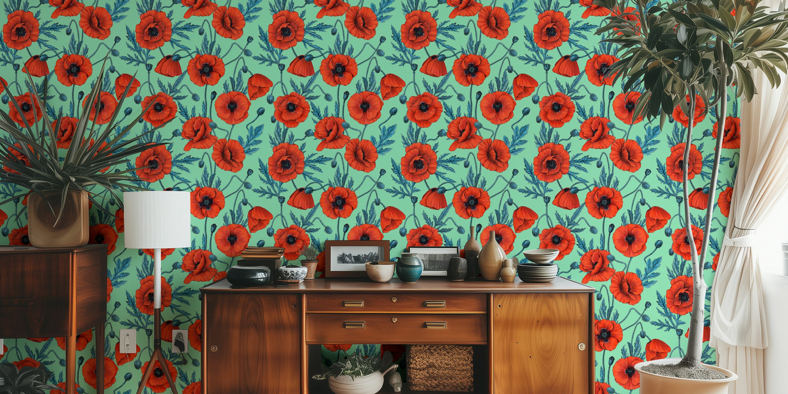 Poppies tapet i et rom