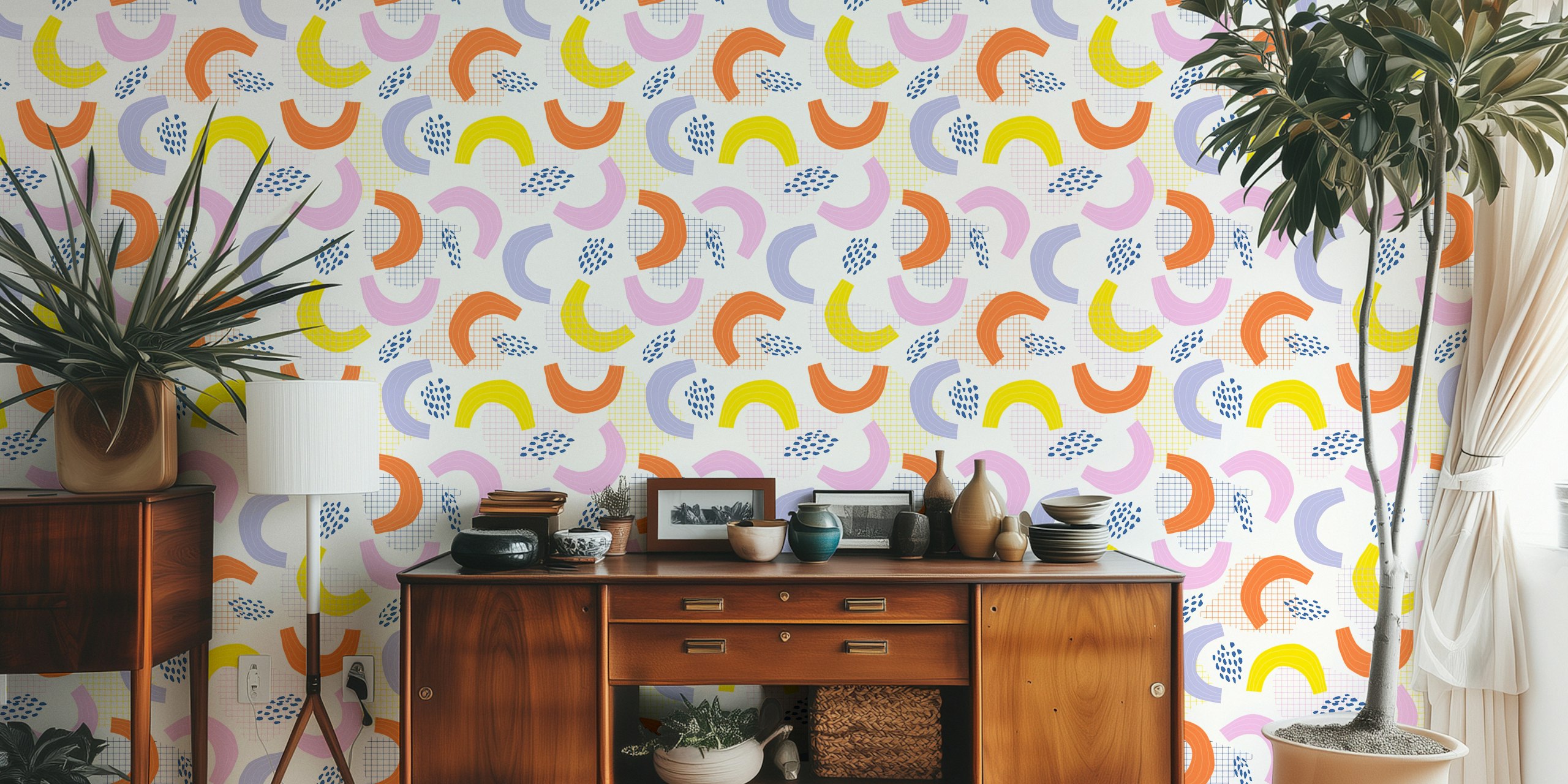 Papier peint Trendy shapes dans une pièce moderne