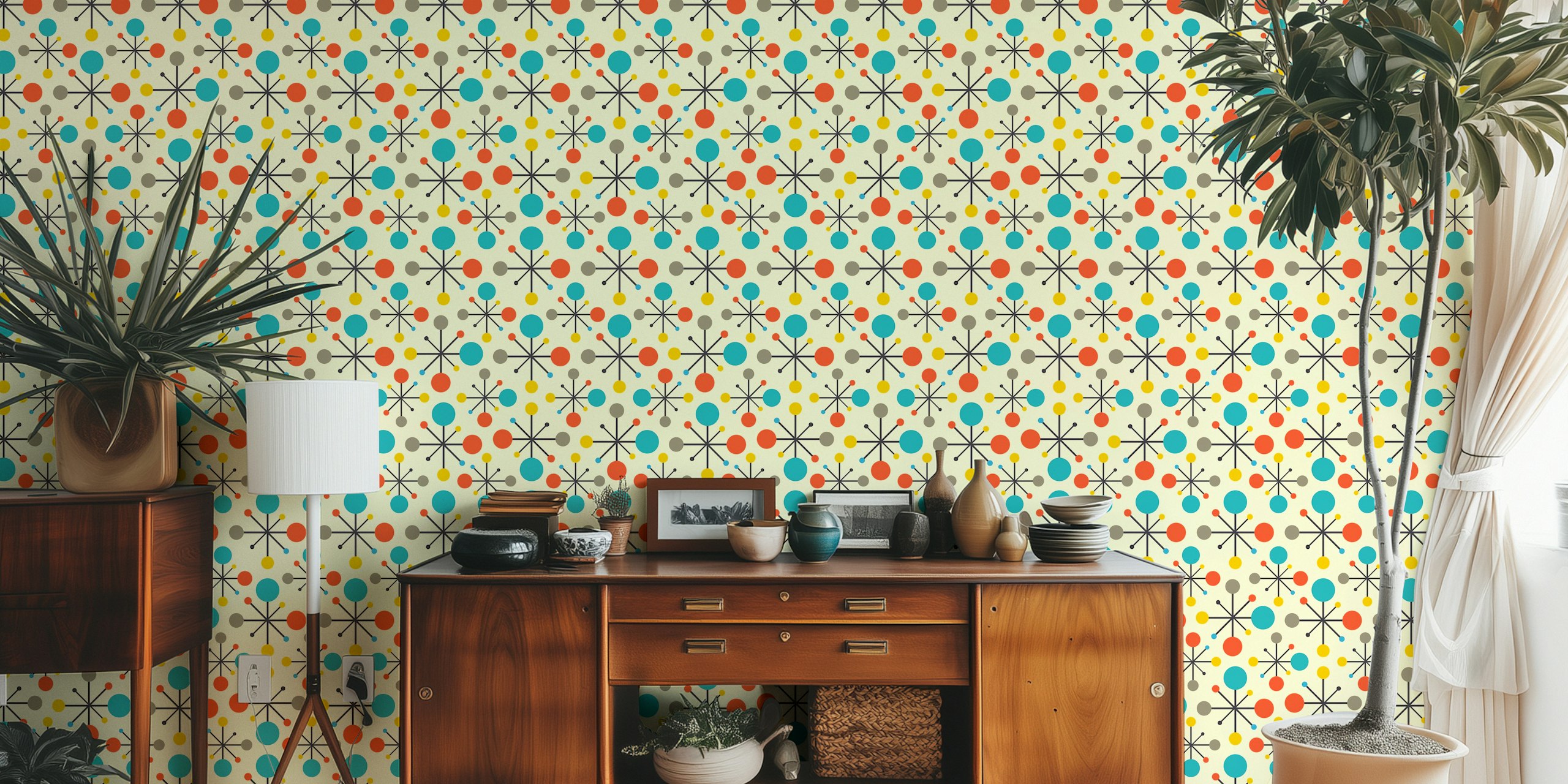 Mid century fifties wallpaperdesign i et rom