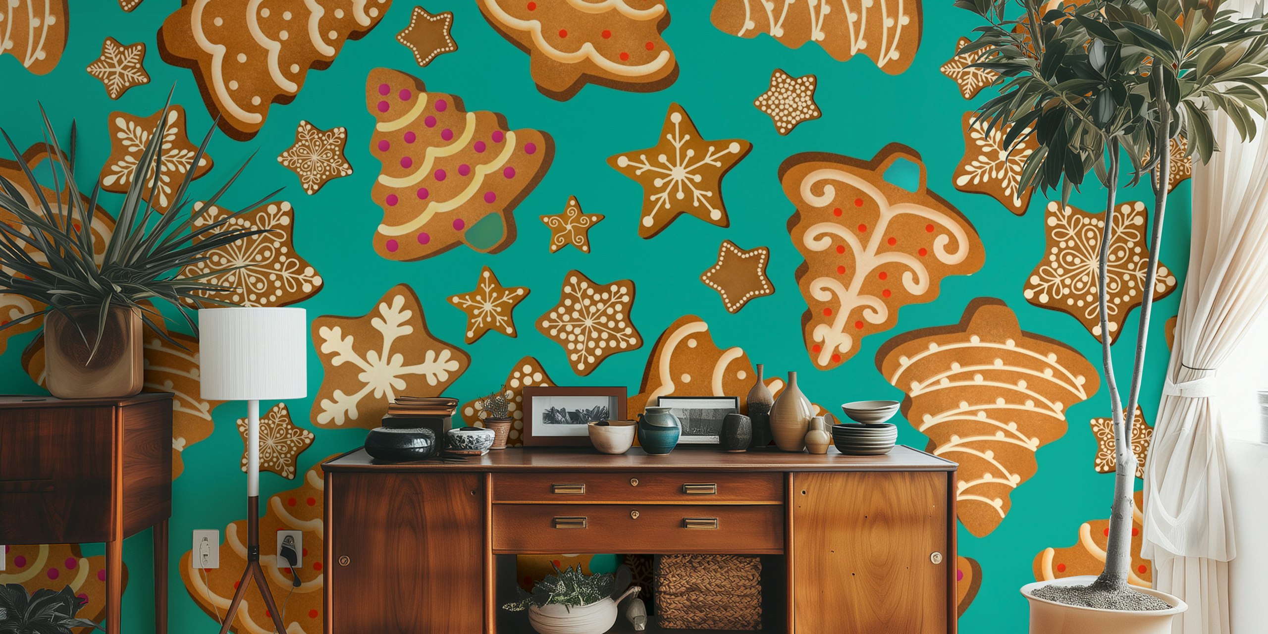 Noël Gingerbread Cookies 2 on Turquoise