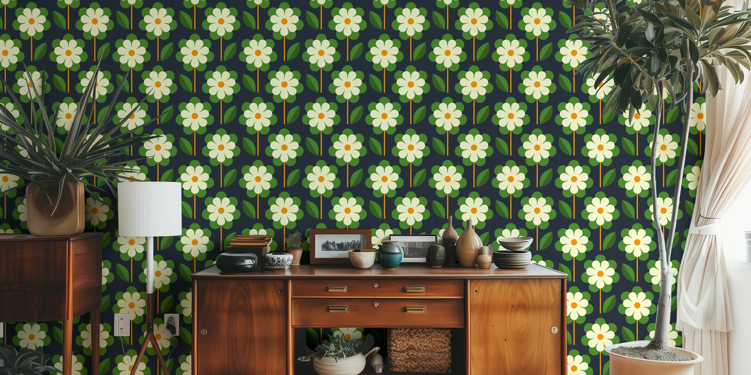 Scandinavian retro design med granny daisies